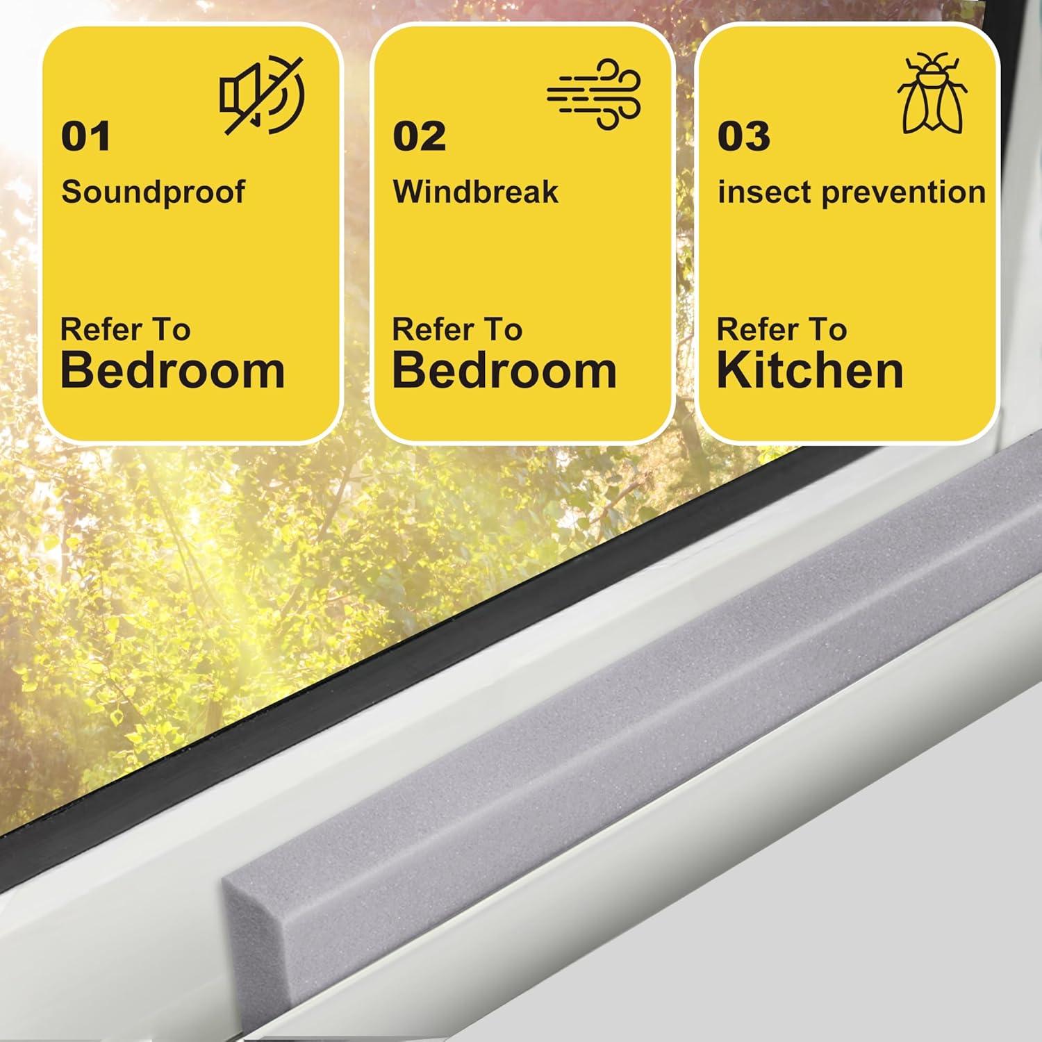 Cinta de Sellado de Espuma para Aire Acondicionado moonoom 2 Pcs 2.54cm x 3.96m