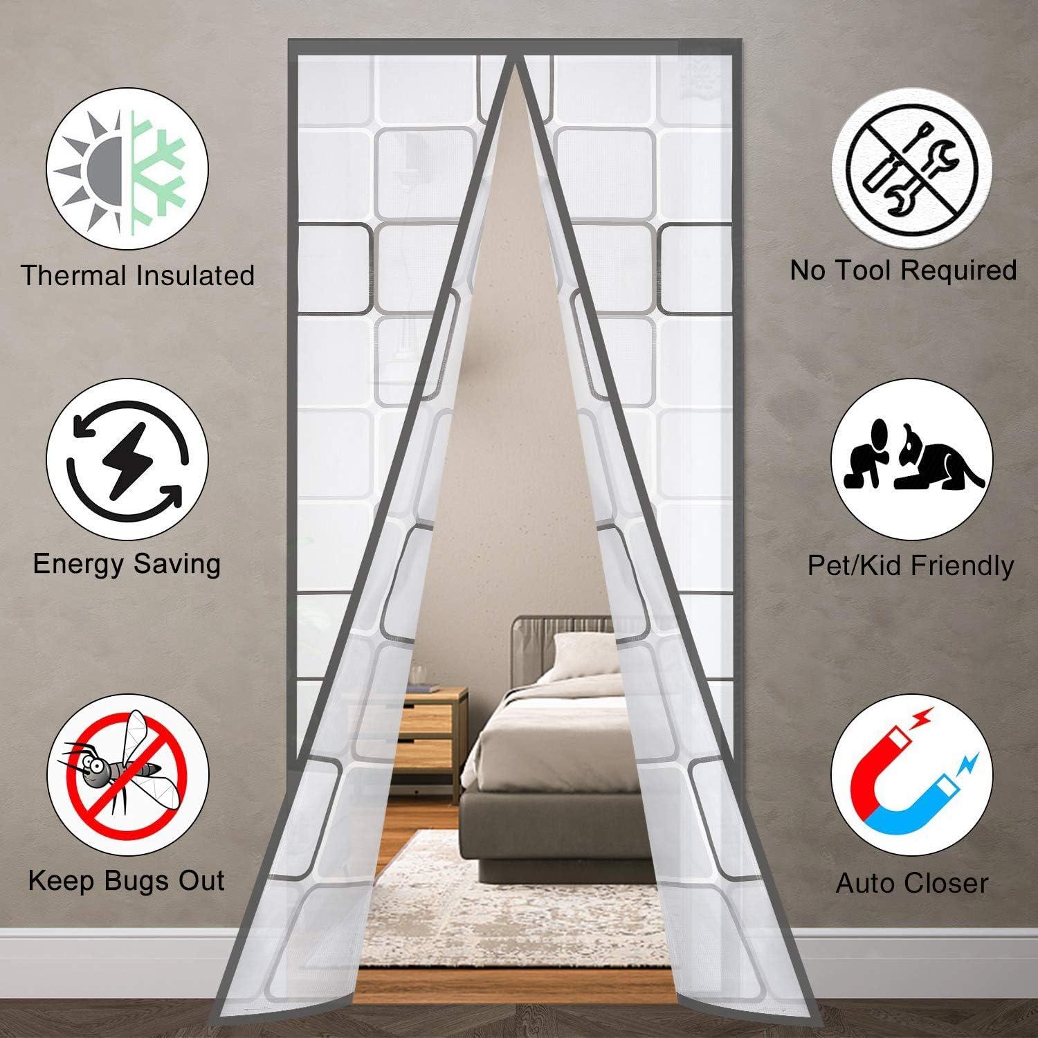 Cortina de Puerta Aislante SANJIANKER 90 x 204 cm Gris