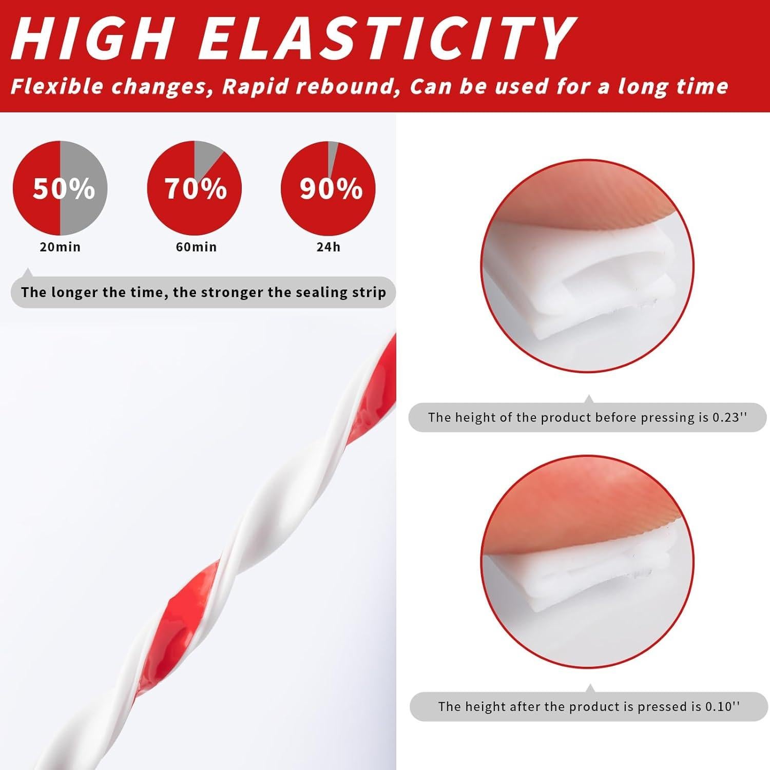 Tira de Sellado de Goma Fingwerk 26 Pies Autoadhesiva Blanca