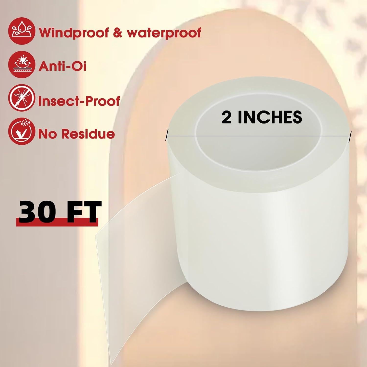 Cinta de Sellado FosDero 5.08CM x 9.14M para Ventanas y Puertas