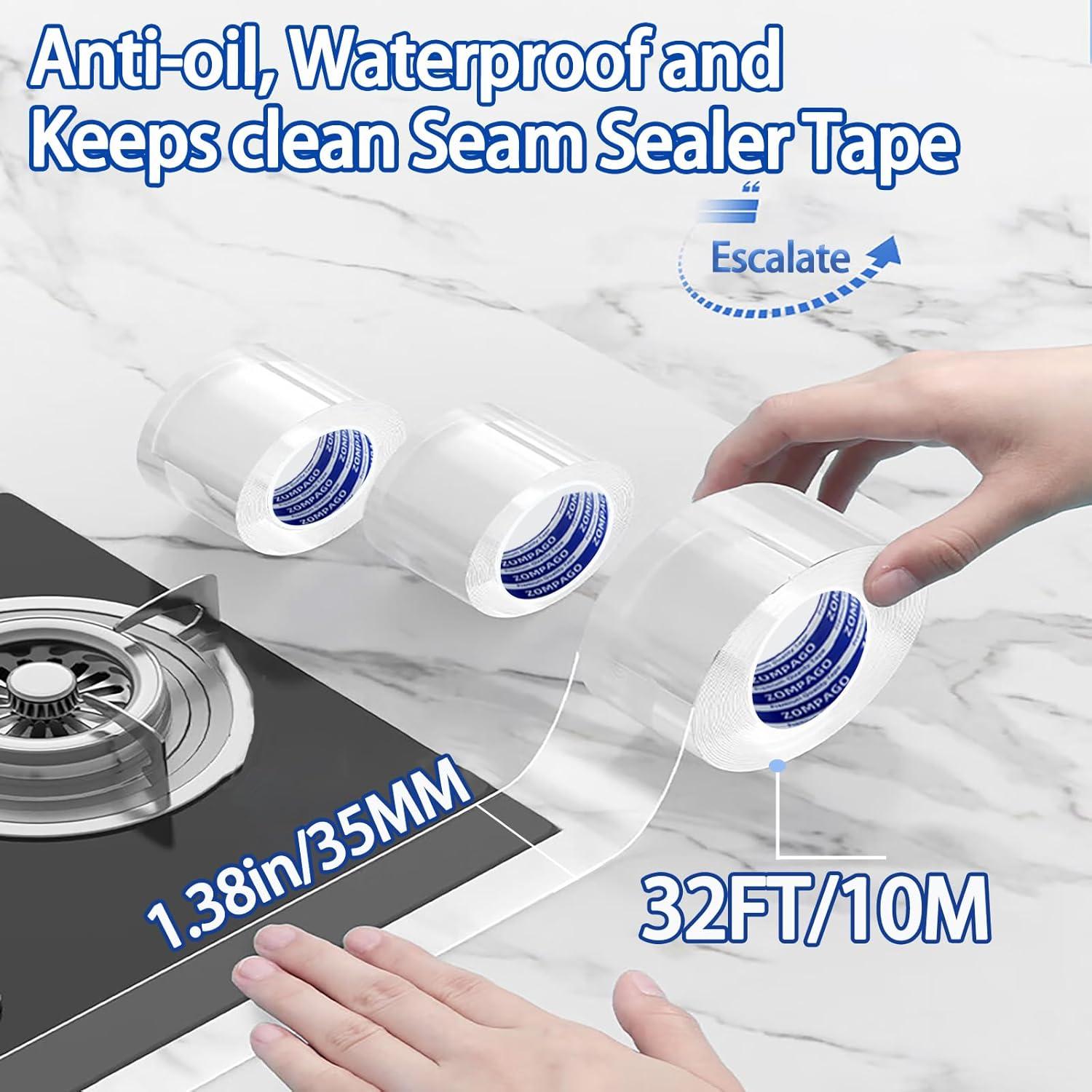 Cinta Selladora Impermeable ZOMPAGO 10m x 35mm para Baño y Cocina