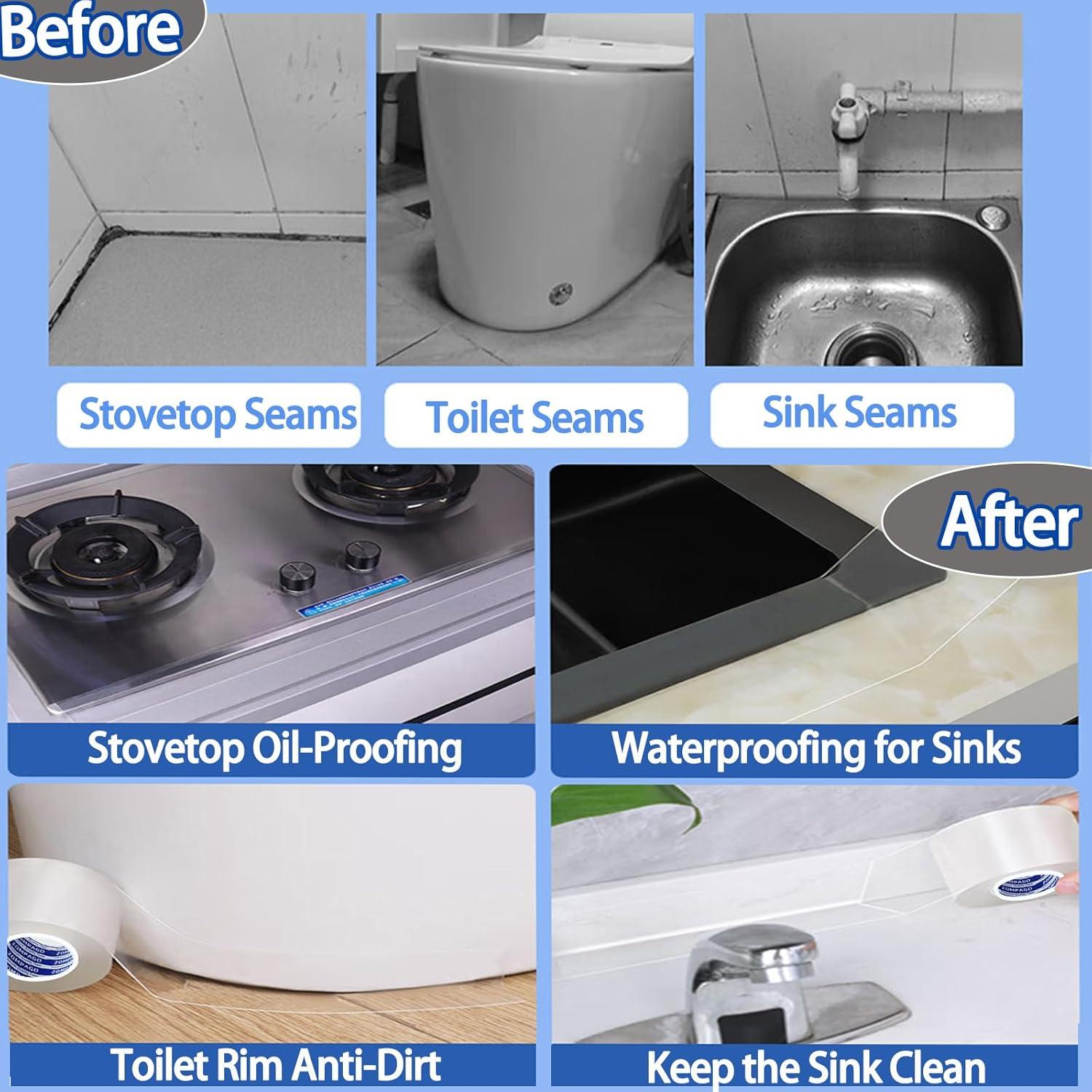 Cinta Selladora Impermeable ZOMPAGO 10m x 35mm para Baño y Cocina