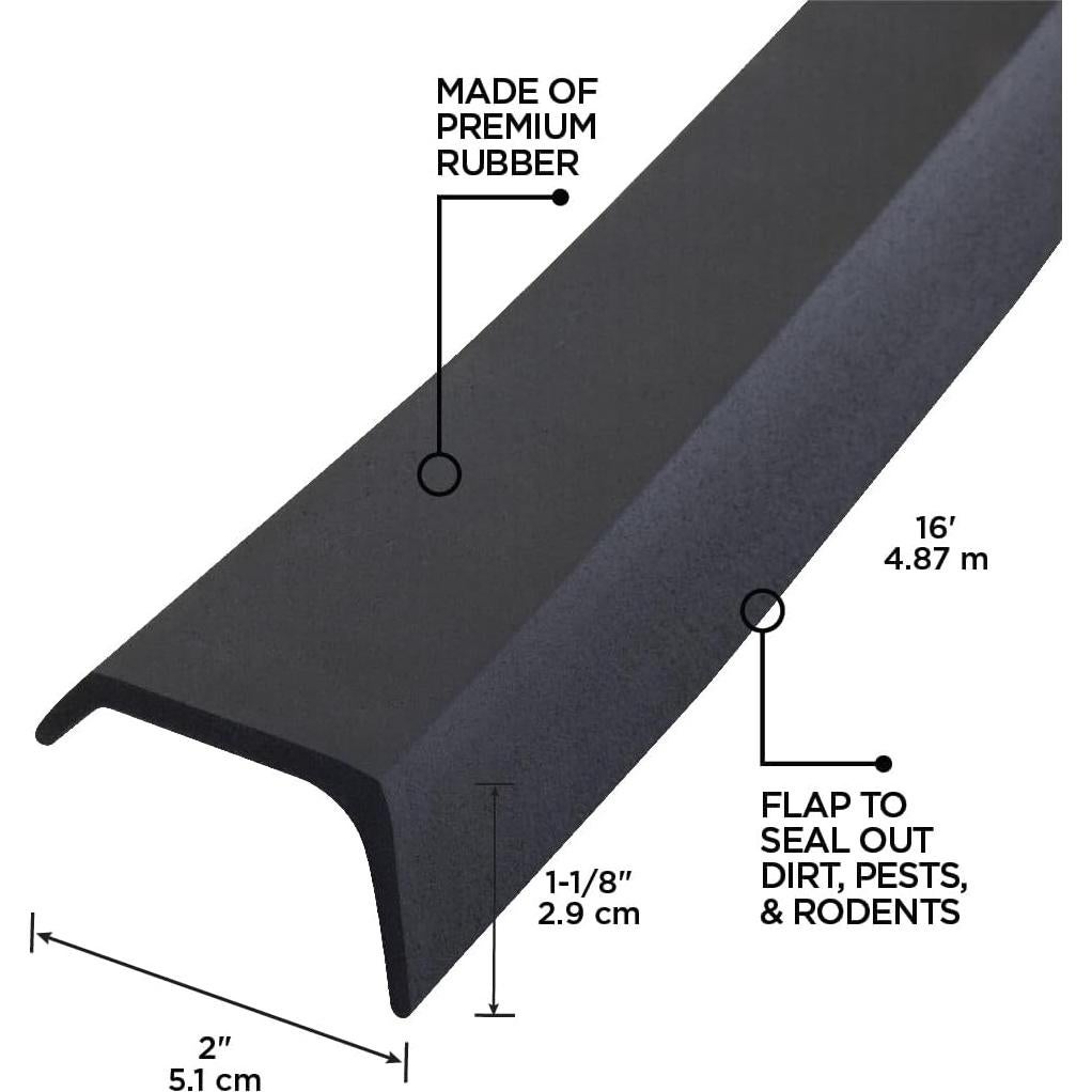 Sello Inferior de Puerta de Garaje M-D 4.88 m Goma Negra