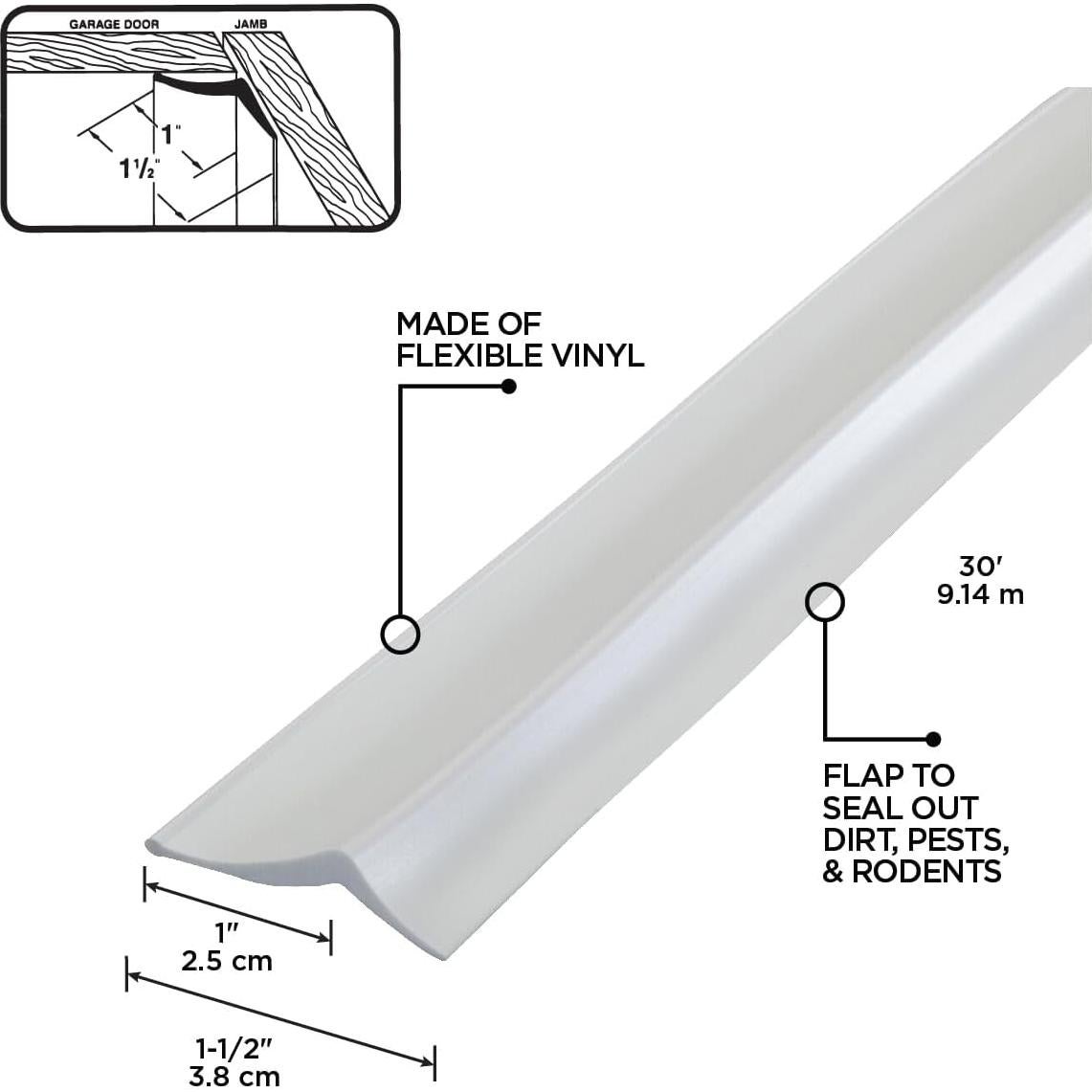 Sello Superior y Lados de Puerta de Garaje M-D 9.14m Vinilo Blanco