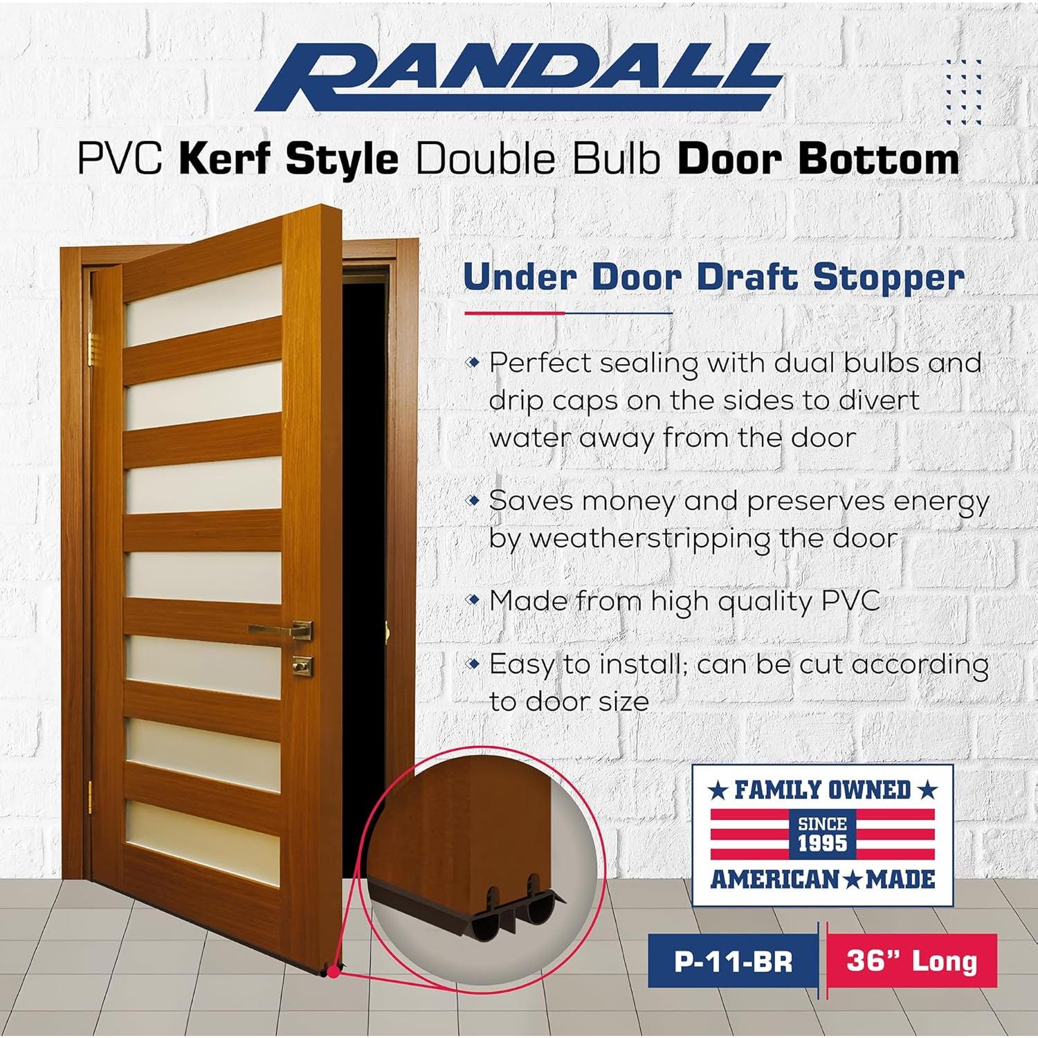 Sello de Burlete Doble de Bulbo Randall 91.44 cm Marrón