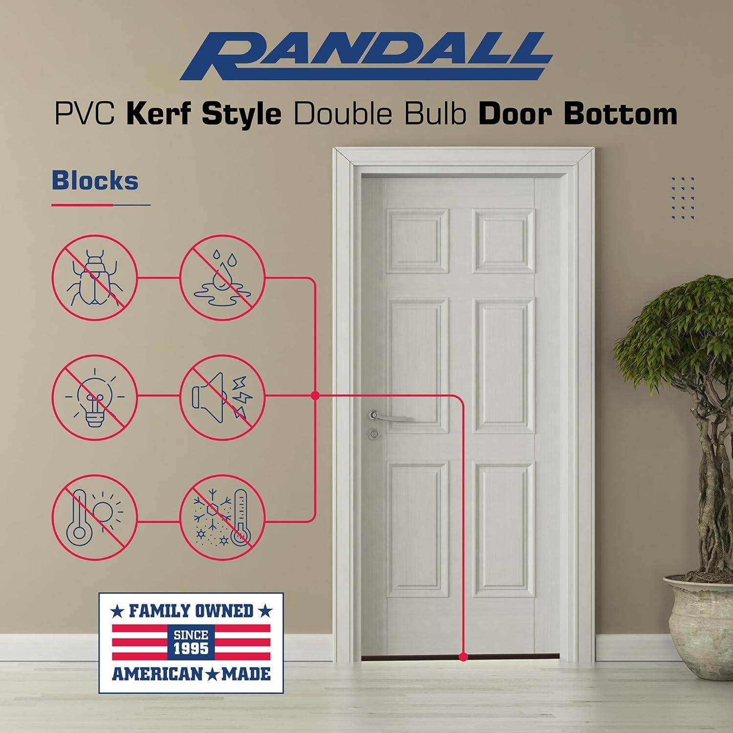 Sello de Burlete Doble de Bulbo Randall 91.44 cm Marrón