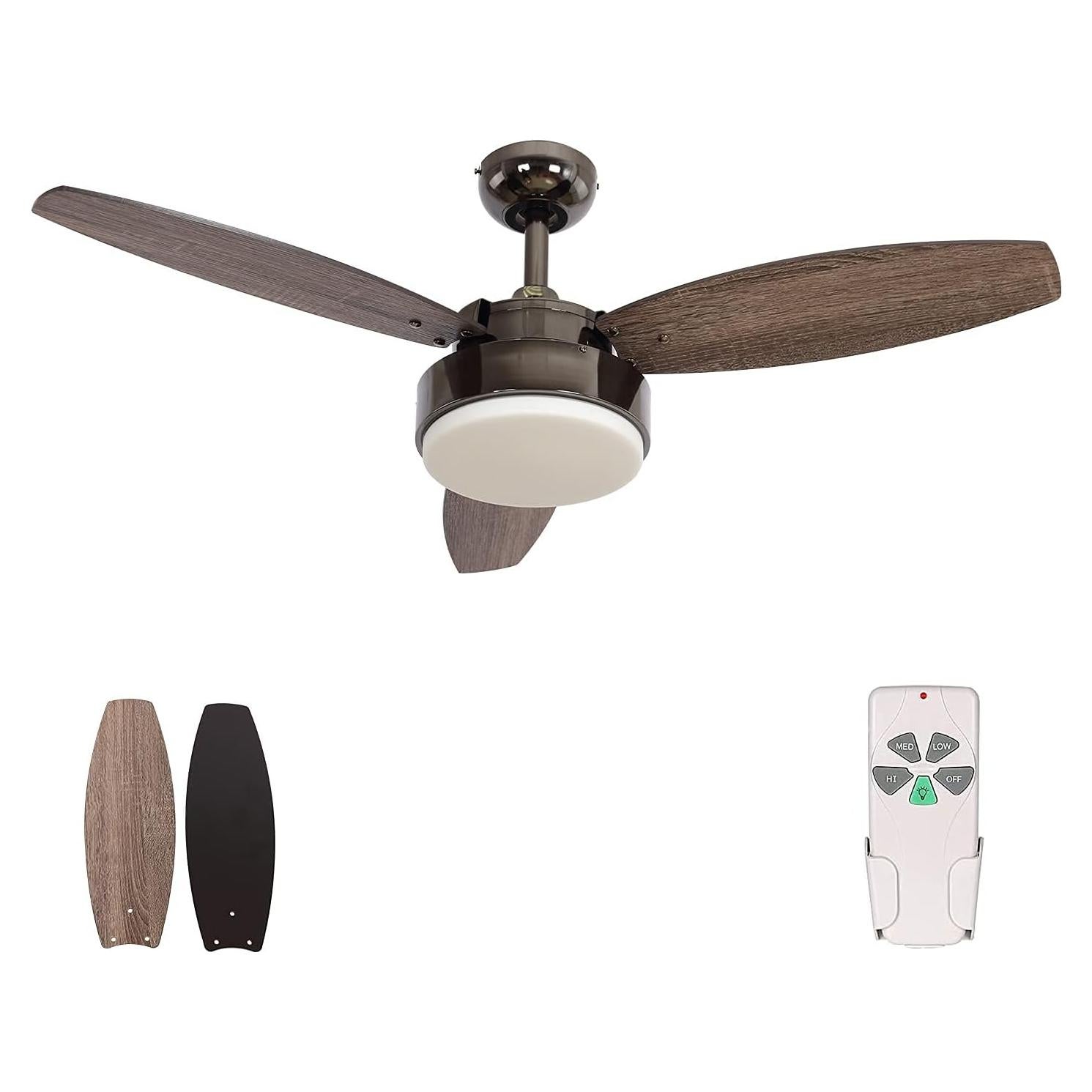 Ventilador de Techo HYATECH 107 cm Moderno con Luz y Control Remoto