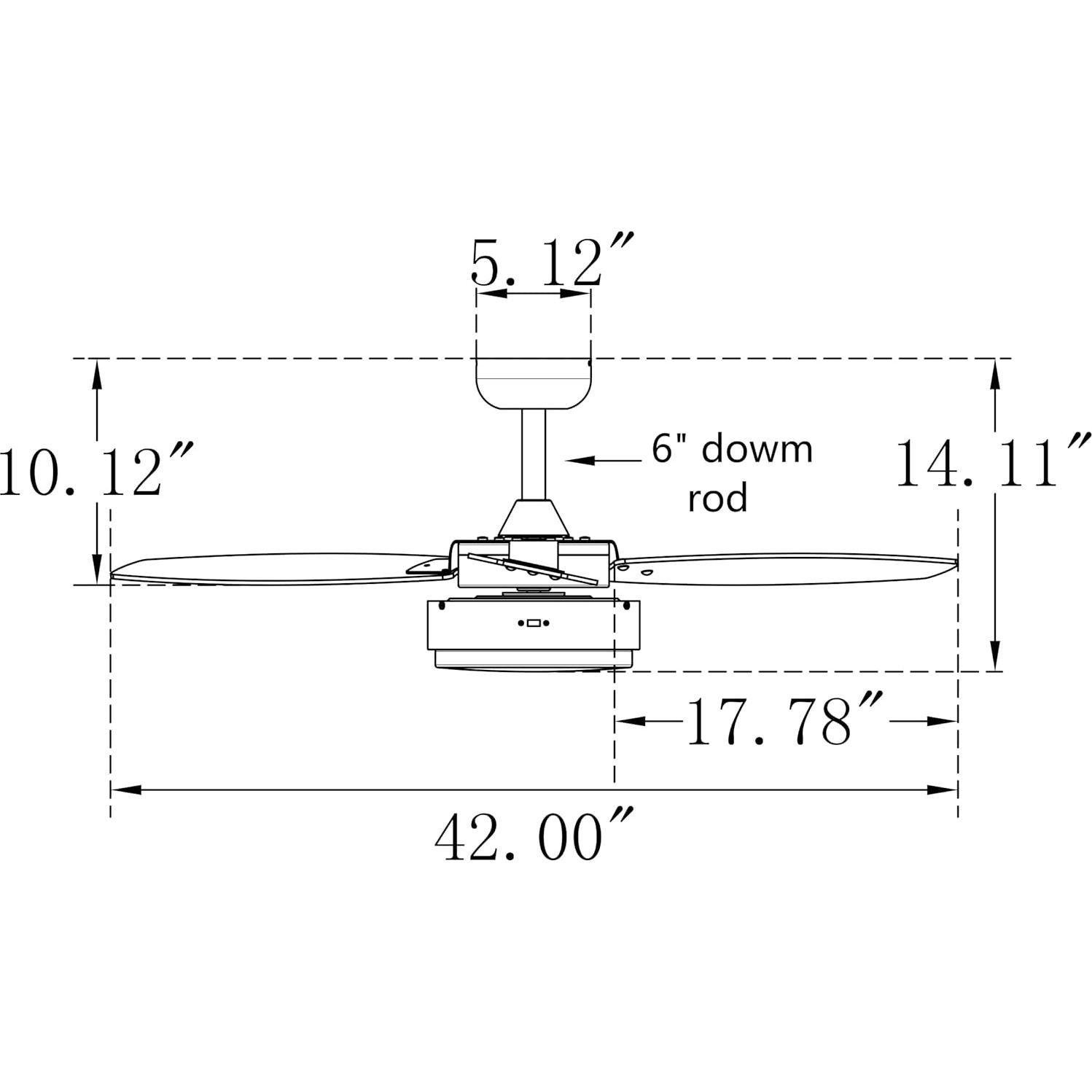 Ventilador de Techo HYATECH 107 cm Moderno con Luz y Control Remoto