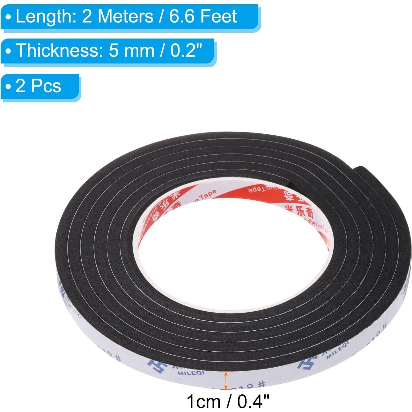 Cinta de Espuma Aislante PATIKIL 2m Negro 1cm Ancho 5mm Grueso