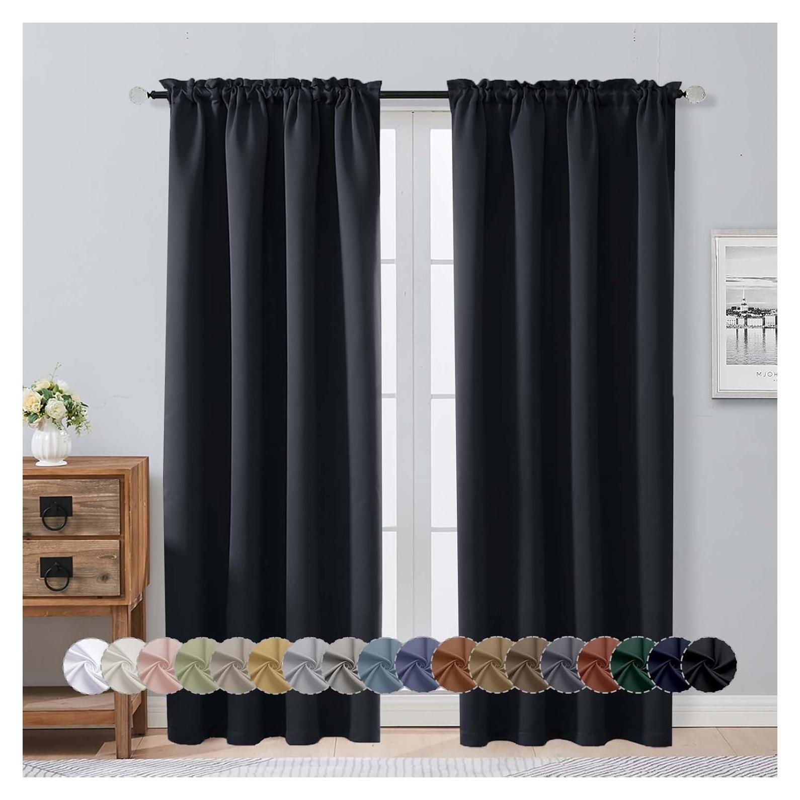 Cortinas Blackout Negras Aiyufeng 2 Paneles 101.6x182.88 cm