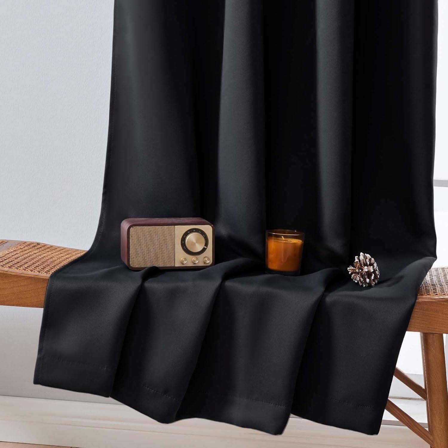 Cortinas Blackout Negras Aiyufeng 2 Paneles 101.6x182.88 cm