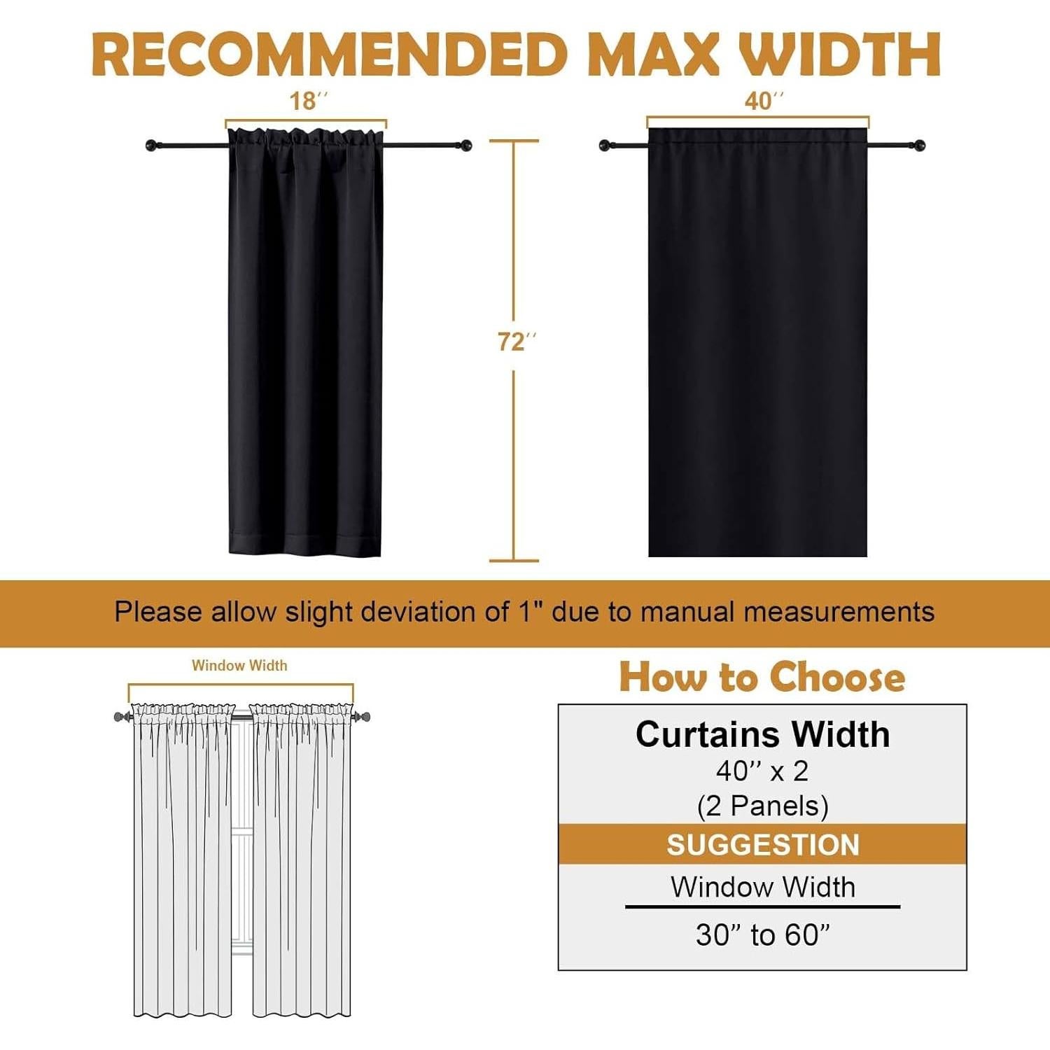 Cortinas Blackout Negras Aiyufeng 2 Paneles 101.6x182.88 cm