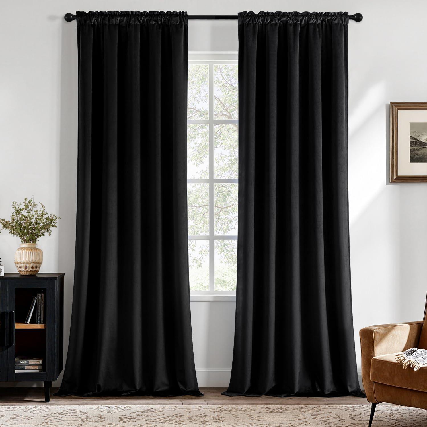 Cortinas de Terciopelo Negro MIULEE 2 Paneles 100x243 cm Blackout
