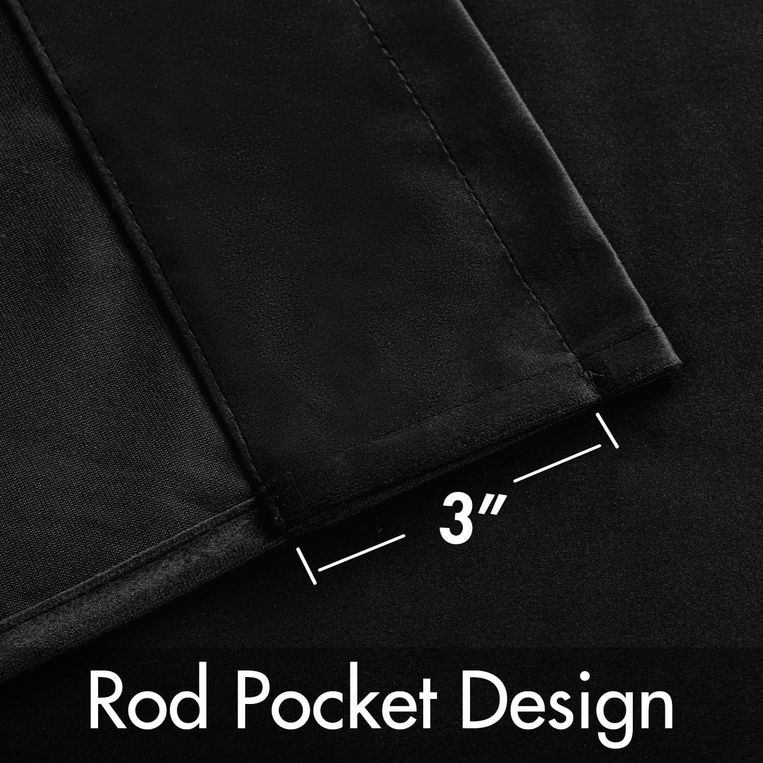 Cortinas de Terciopelo Negro MIULEE 2 Paneles 100x243 cm Blackout