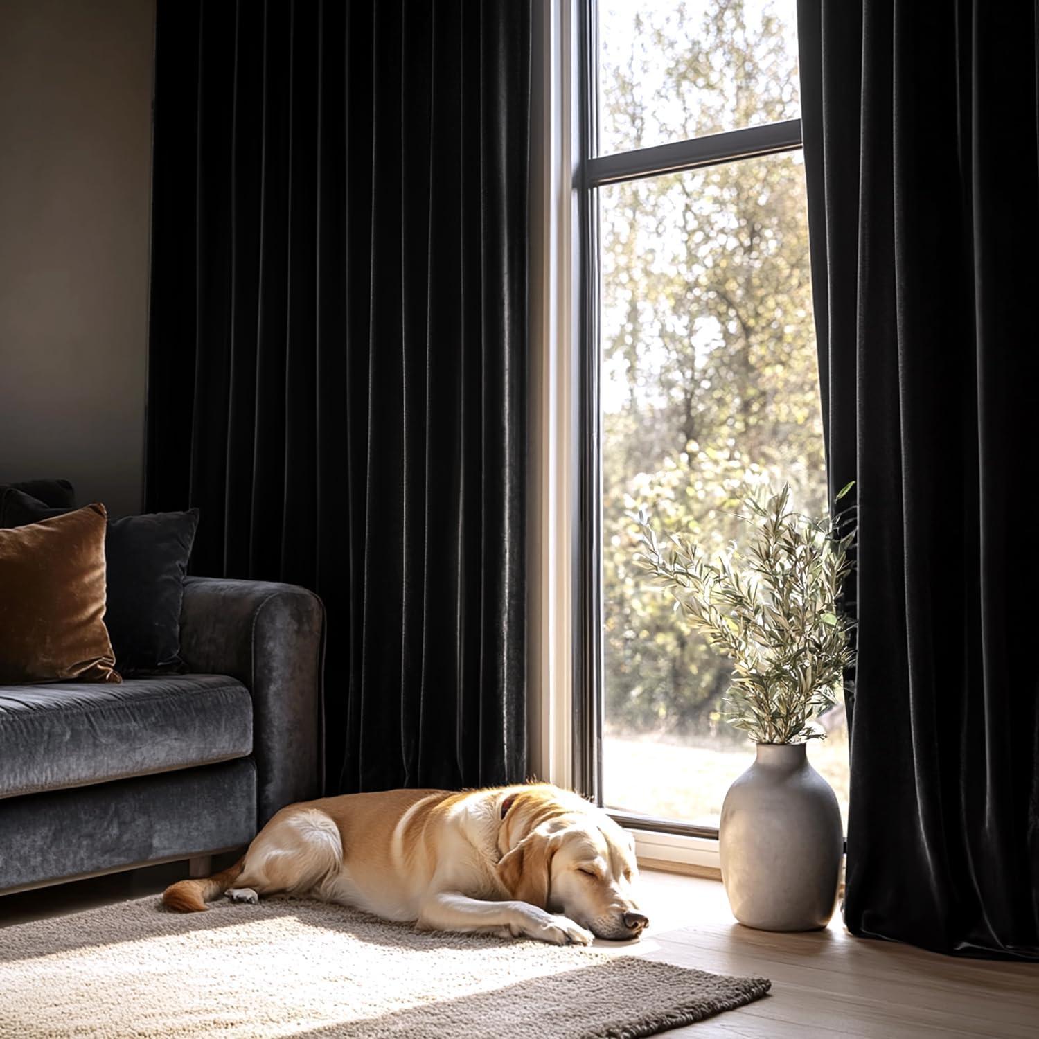 Cortinas de Terciopelo Negro MIULEE 2 Paneles 100x243 cm Blackout