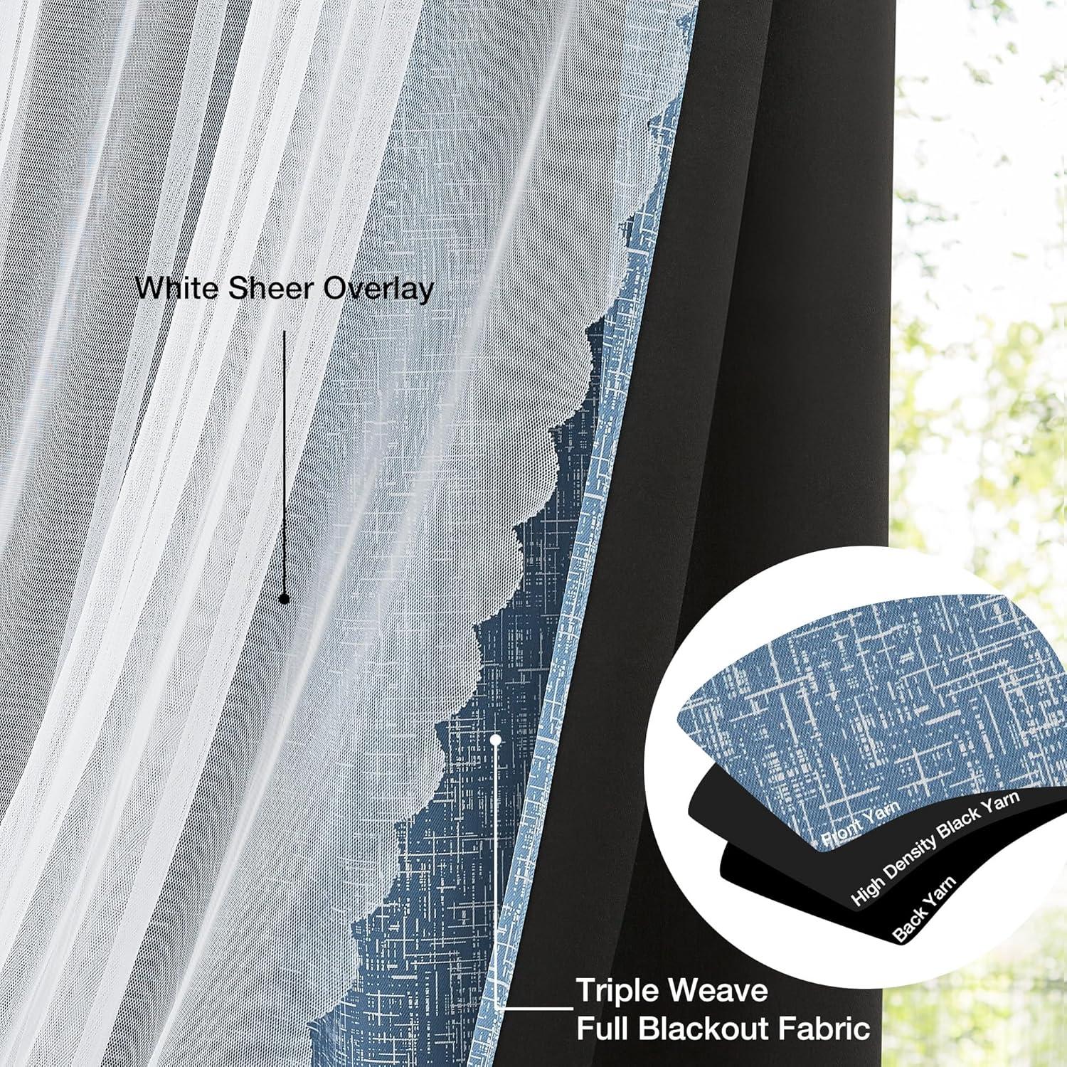 Cortinas de Oscurecimiento Total Amzdecor 132x160 cm Azul