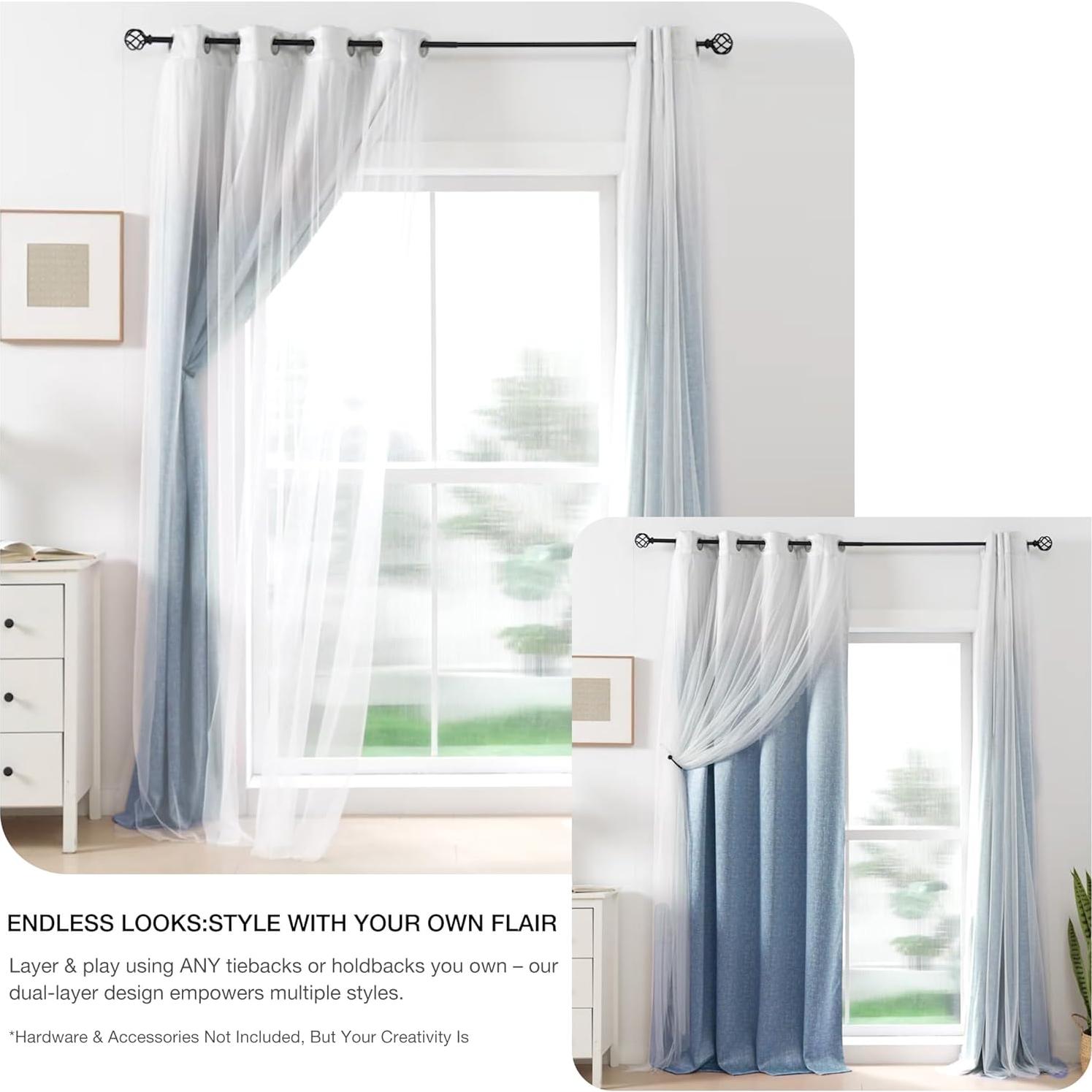 Cortinas de Oscurecimiento Total Amzdecor 132x160 cm Azul