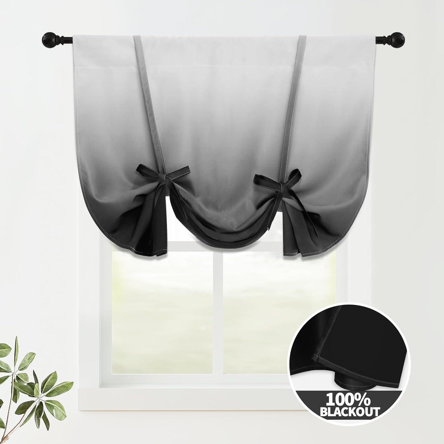 Cortina Opaca Ajustable COSVIYA Ombre Gris a Negro 86x122 cm