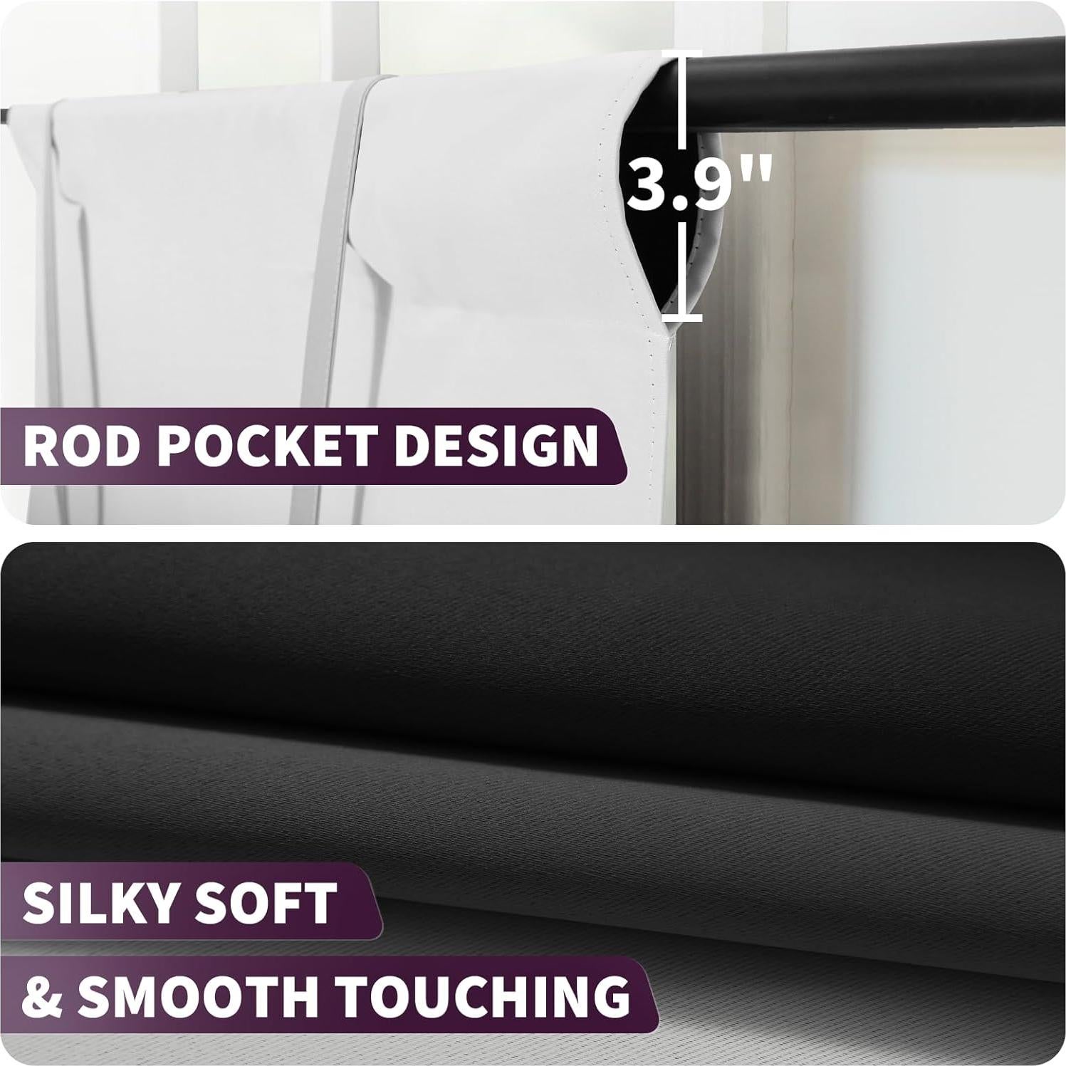 Cortina Opaca Ajustable COSVIYA Ombre Gris a Negro 86x122 cm