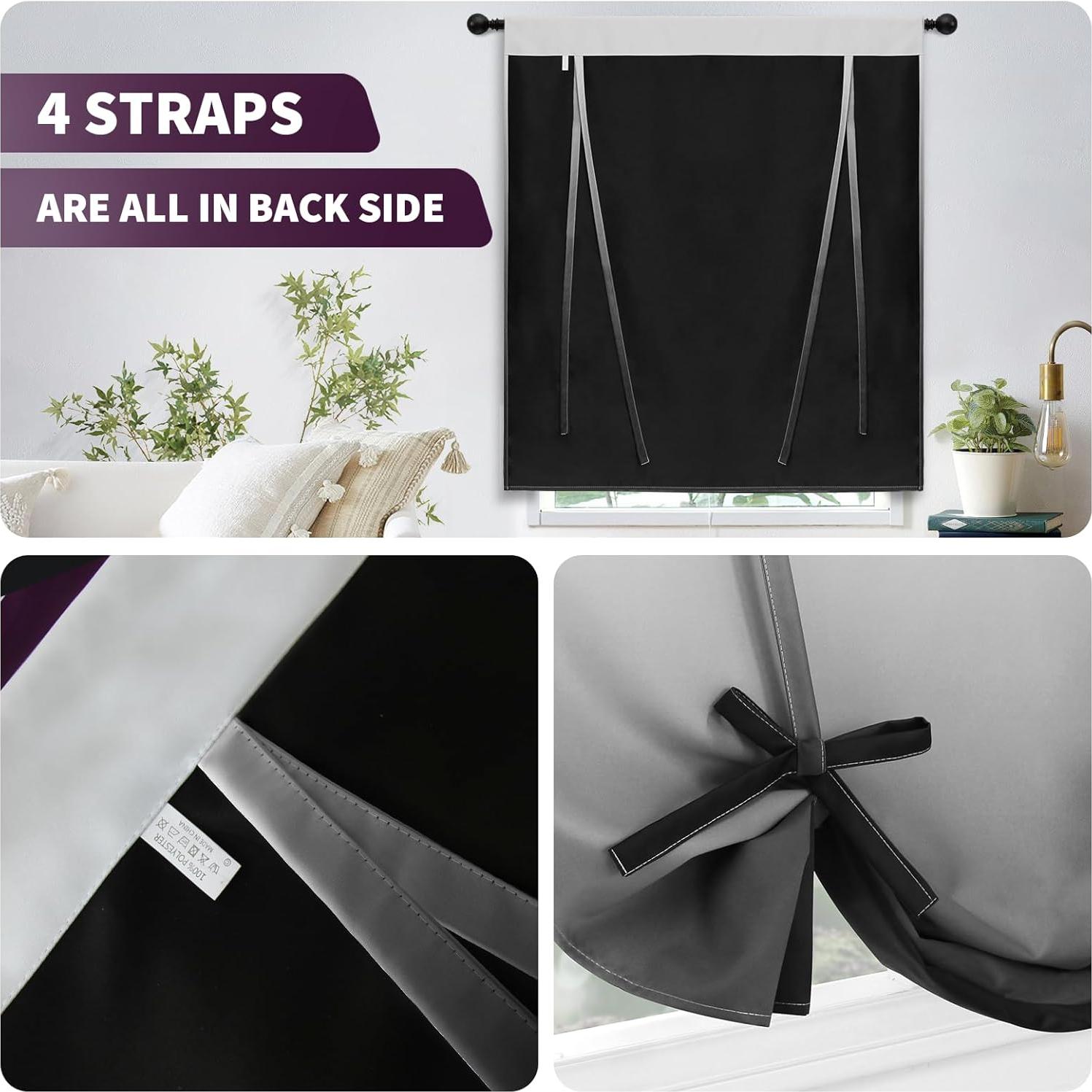 Cortina Opaca Ajustable COSVIYA Ombre Gris a Negro 86x122 cm