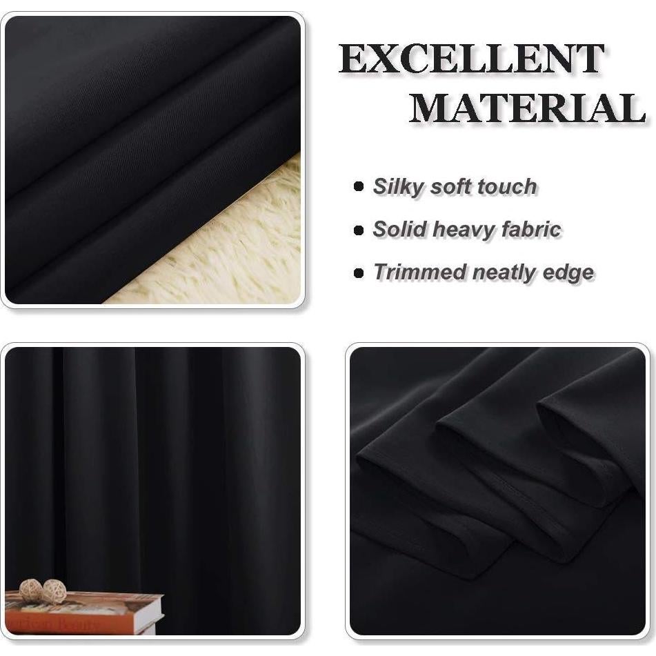 Cortinas Opacas PONY DANCE 107x114 cm Negras Aislantes Térmicas