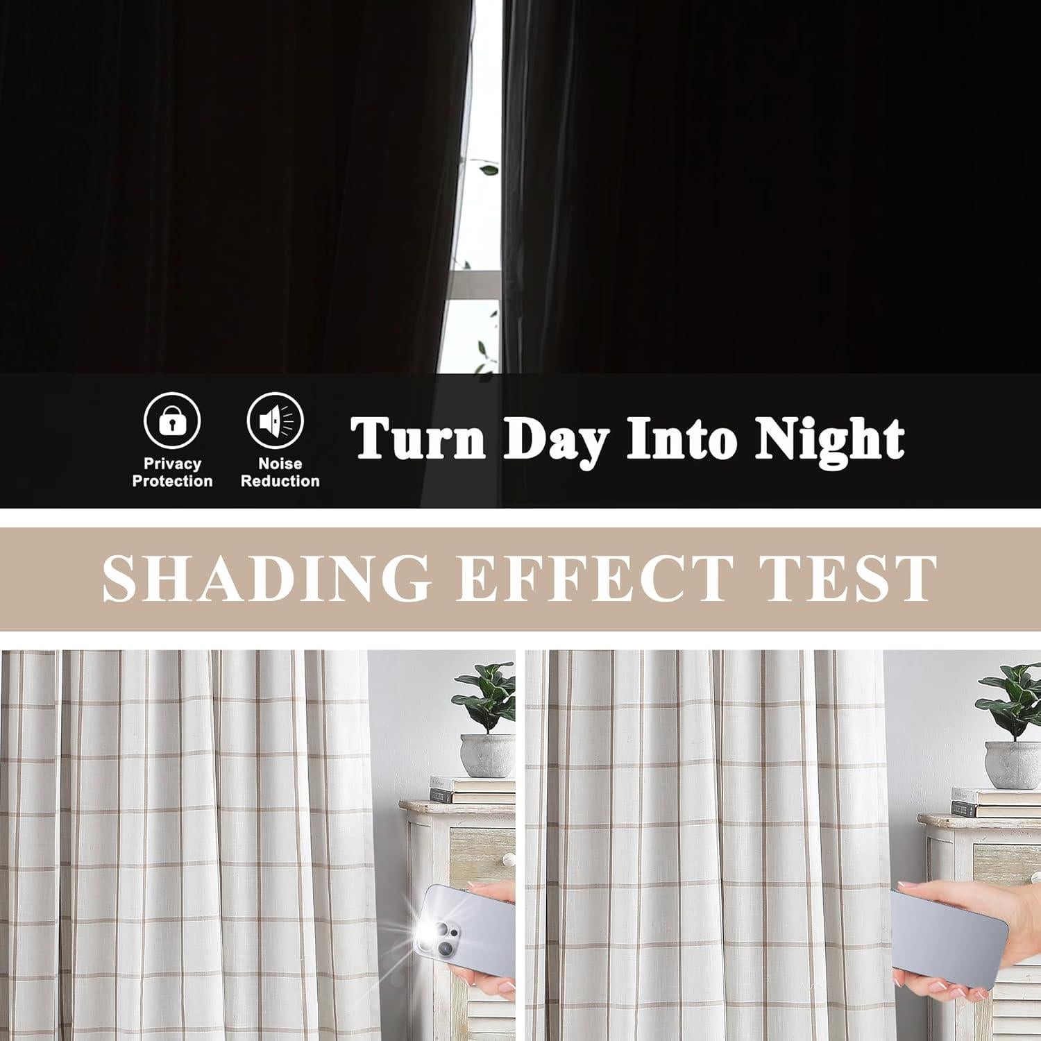 Cortinas Blackout Vision Home Lino de Flax 1.02m x 2.59m Pack 2