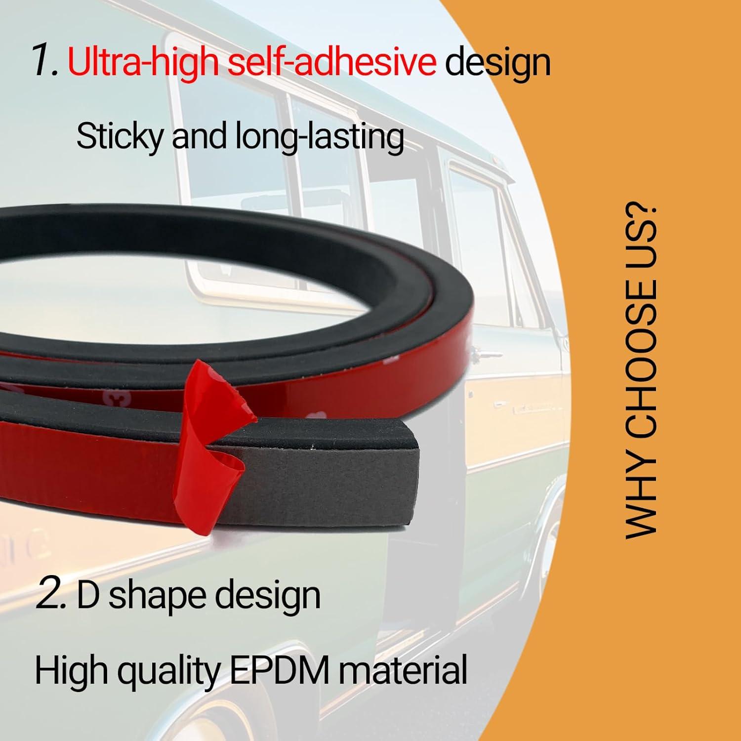 Tira de Sellado de Goma EPDM PACIXU 20 pies Negro