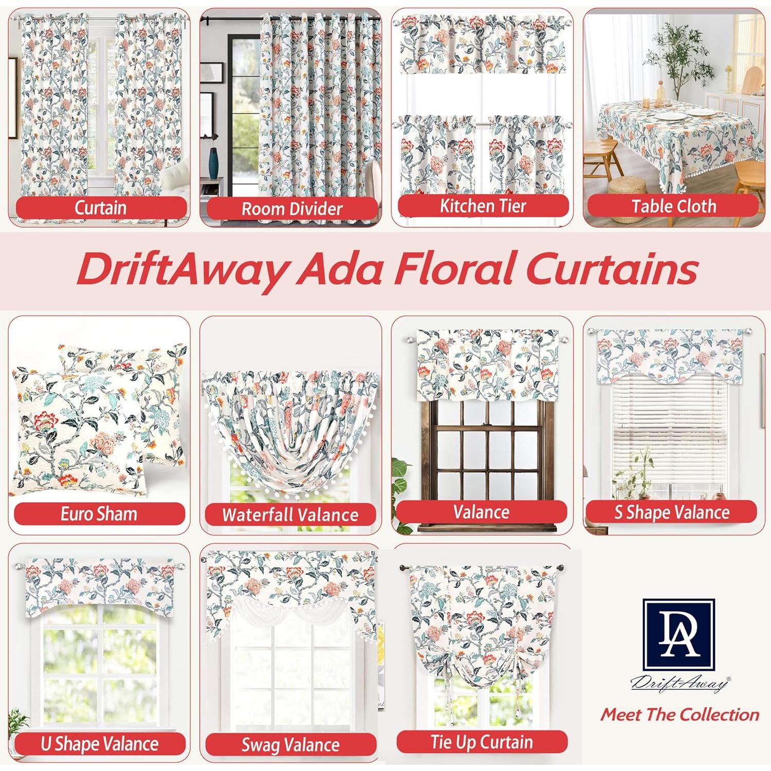 Cortinas Blackout Térmicas DriftAway Ada 2 Paneles 132x160 cm Floral