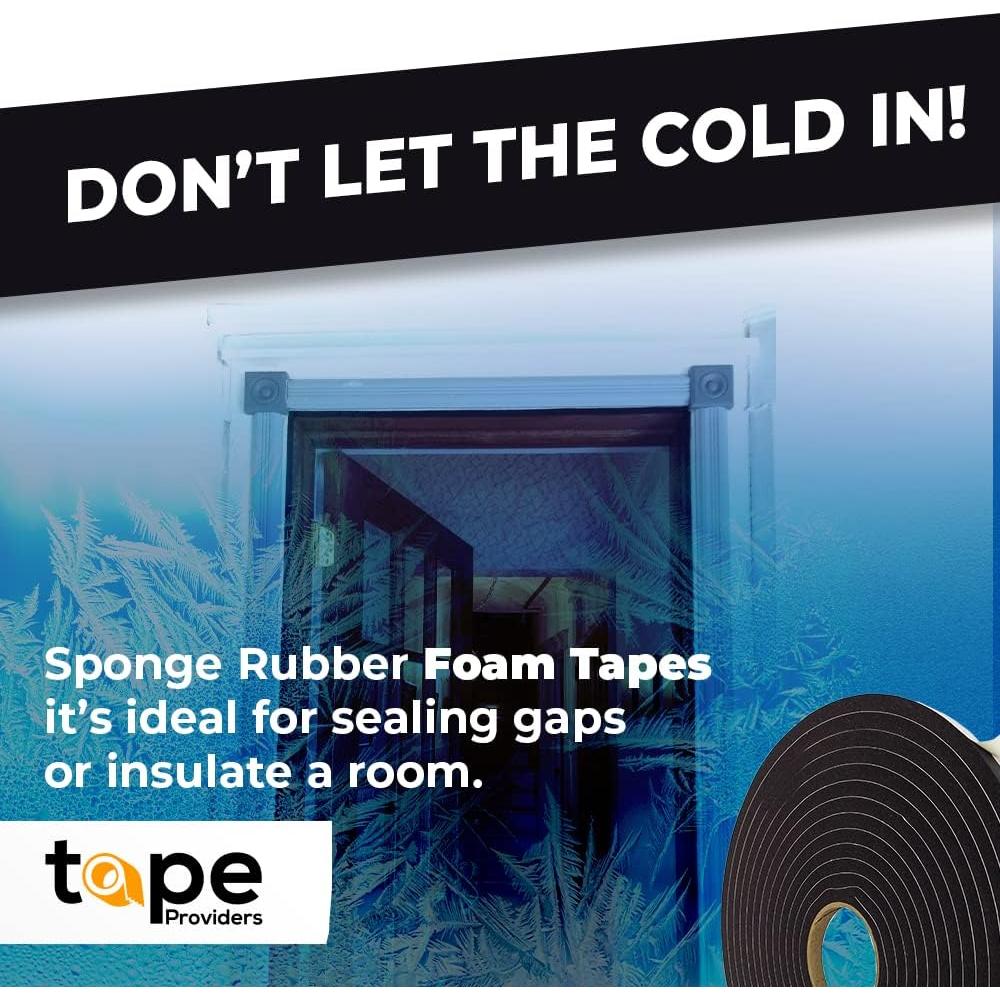 Cinta de Espuma de Goma WOD 3/8" x 3/16" x 15.24m Negra