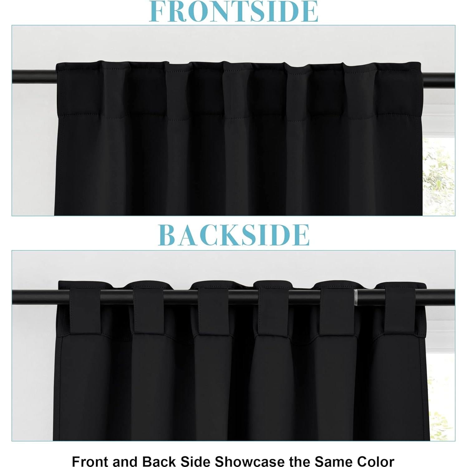 Cortinas Opacas RYB HOME 42x45 cm Aislantes 2 Paneles Negro