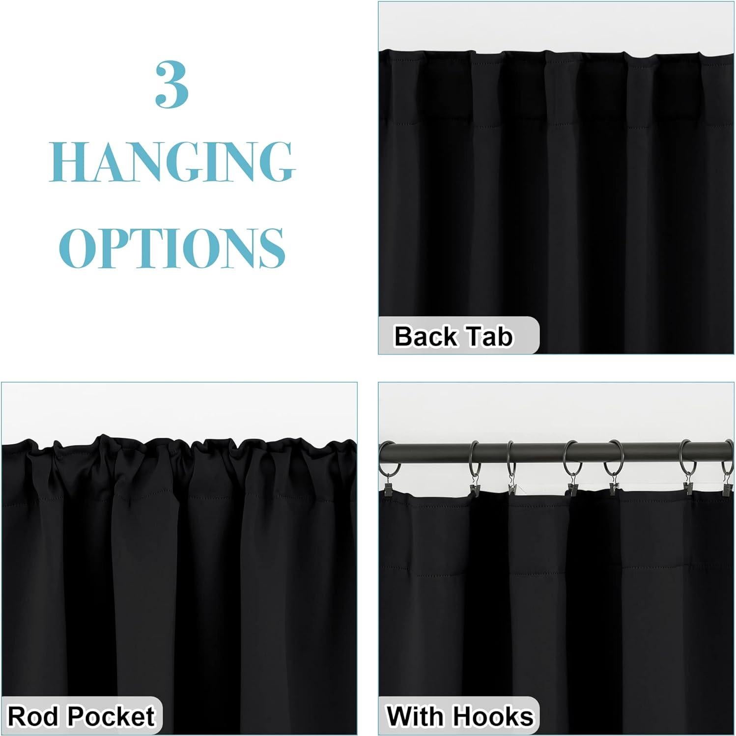 Cortinas Opacas RYB HOME 42x45 cm Aislantes 2 Paneles Negro