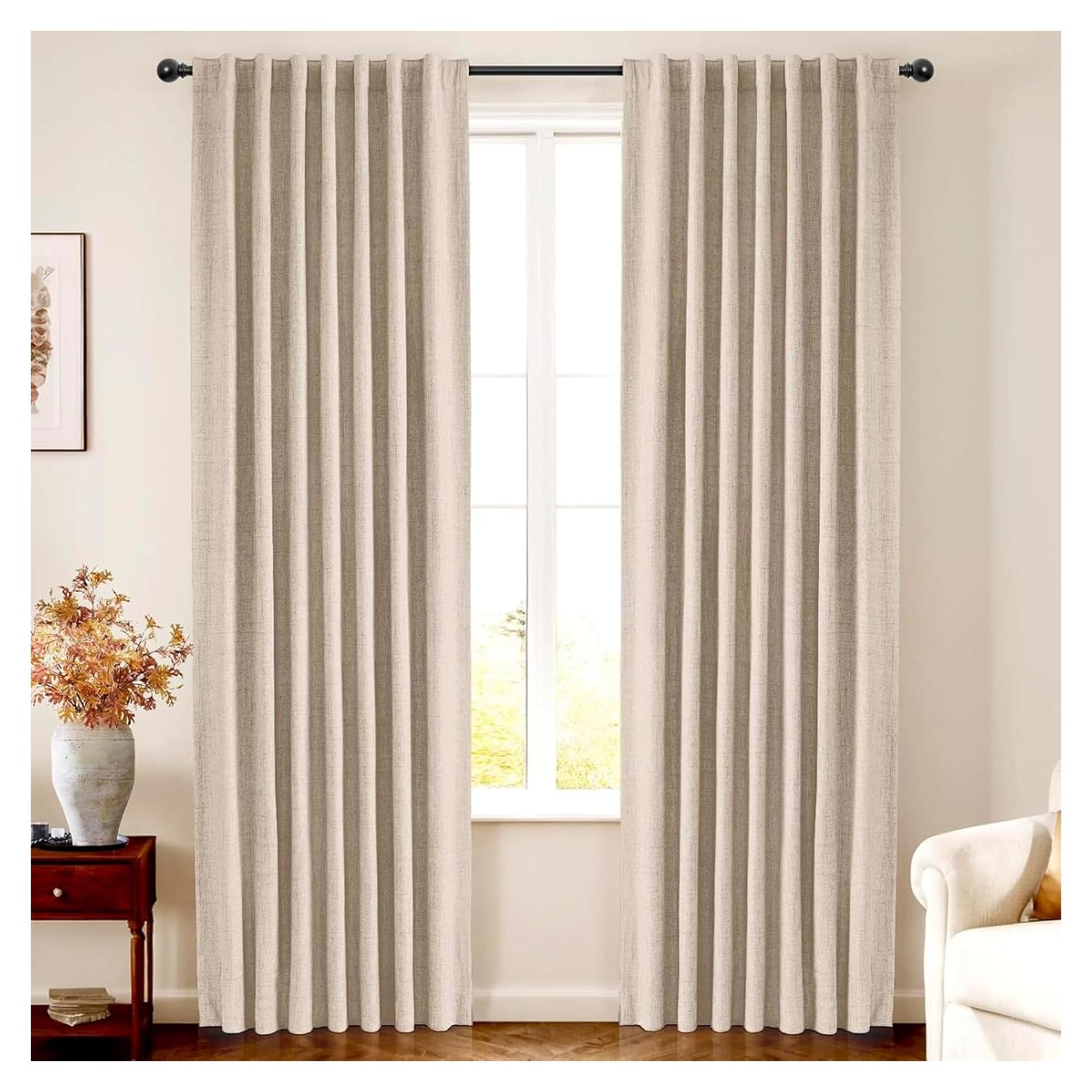 Cortinas Opacas INOVADAY 100% Lino 127x213 cm 2 Paneles Avena