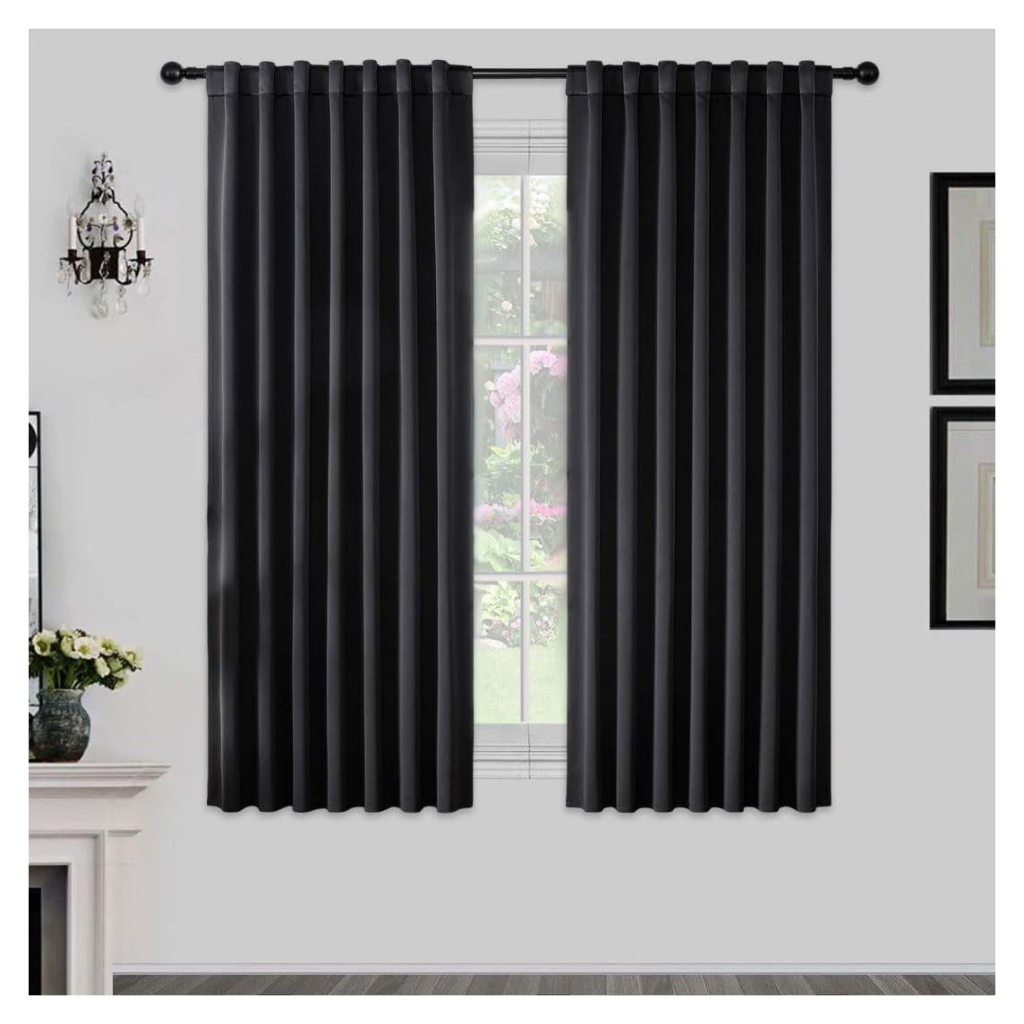 Cortinas Opacas Joydeco 2 Paneles 94 x 183 cm Aisladas Negro
