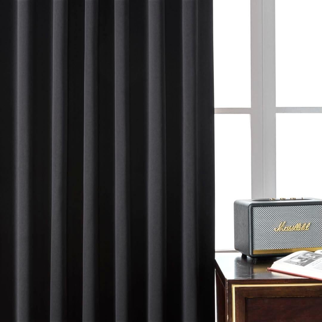 Cortinas Opacas Joydeco 2 Paneles 94 x 183 cm Aisladas Negro