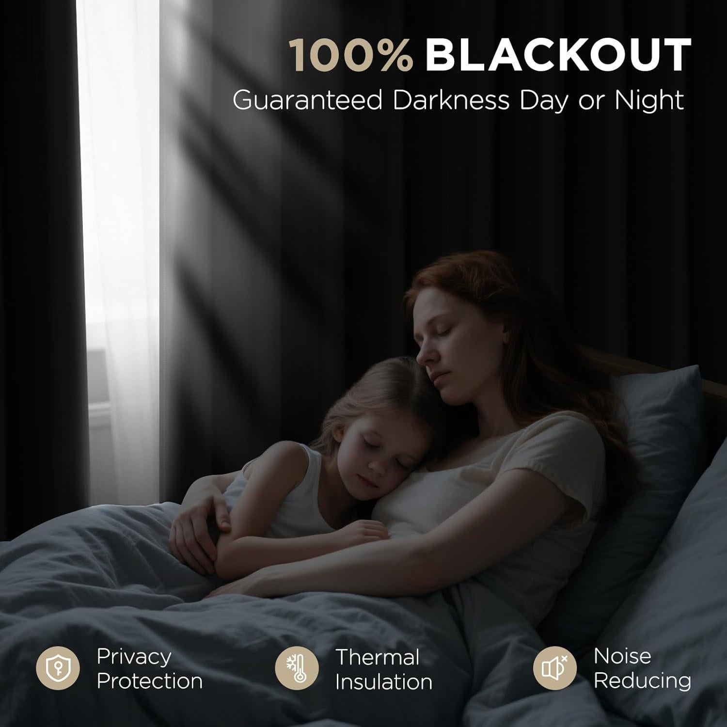 Cortinas Opacas Joydeco 2 Paneles 94 x 183 cm Aisladas Negro