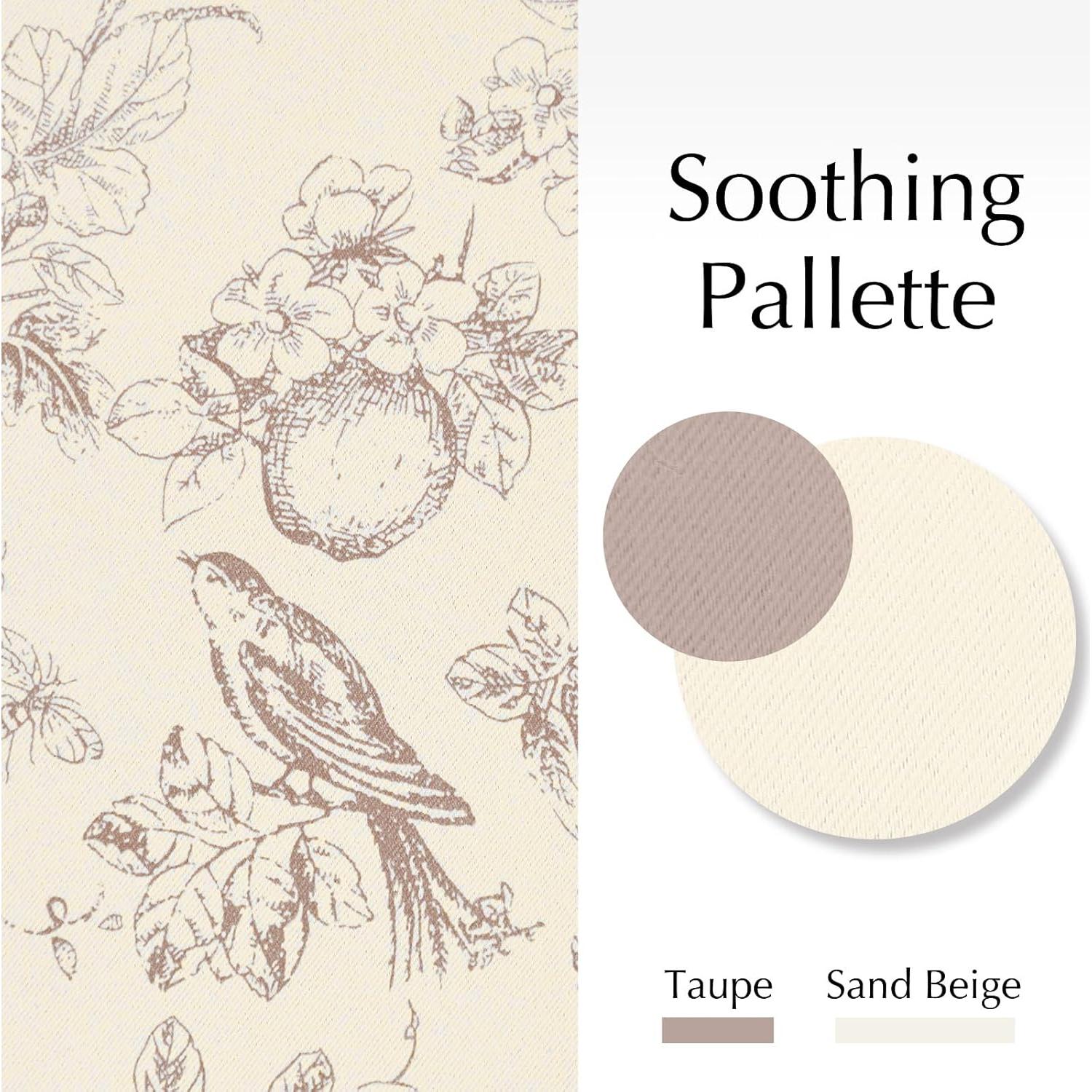 Cortinas Opacas Florales JINCHAN 50x96" Taupe 2 Paneles