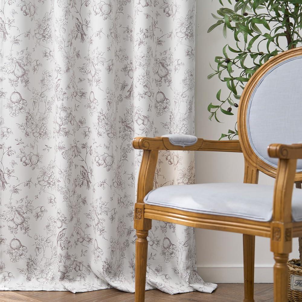 Cortinas Opacas Florales JINCHAN 50x96" Taupe 2 Paneles