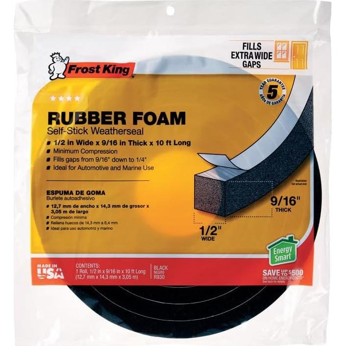 Cinta de Sellado de Espuma de Goma Negra Frost King 3m x 14mm