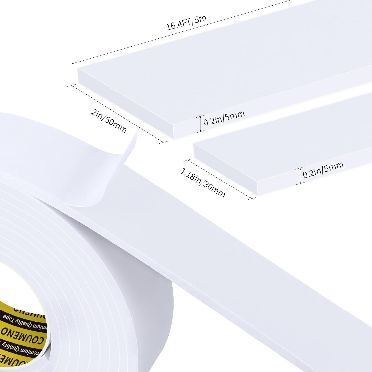 Cinta de espuma EVA autoadhesiva COUMENO 3cm x 5m blanca