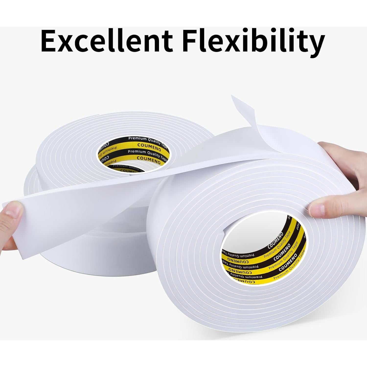 Cinta de espuma EVA autoadhesiva COUMENO 3cm x 5m blanca