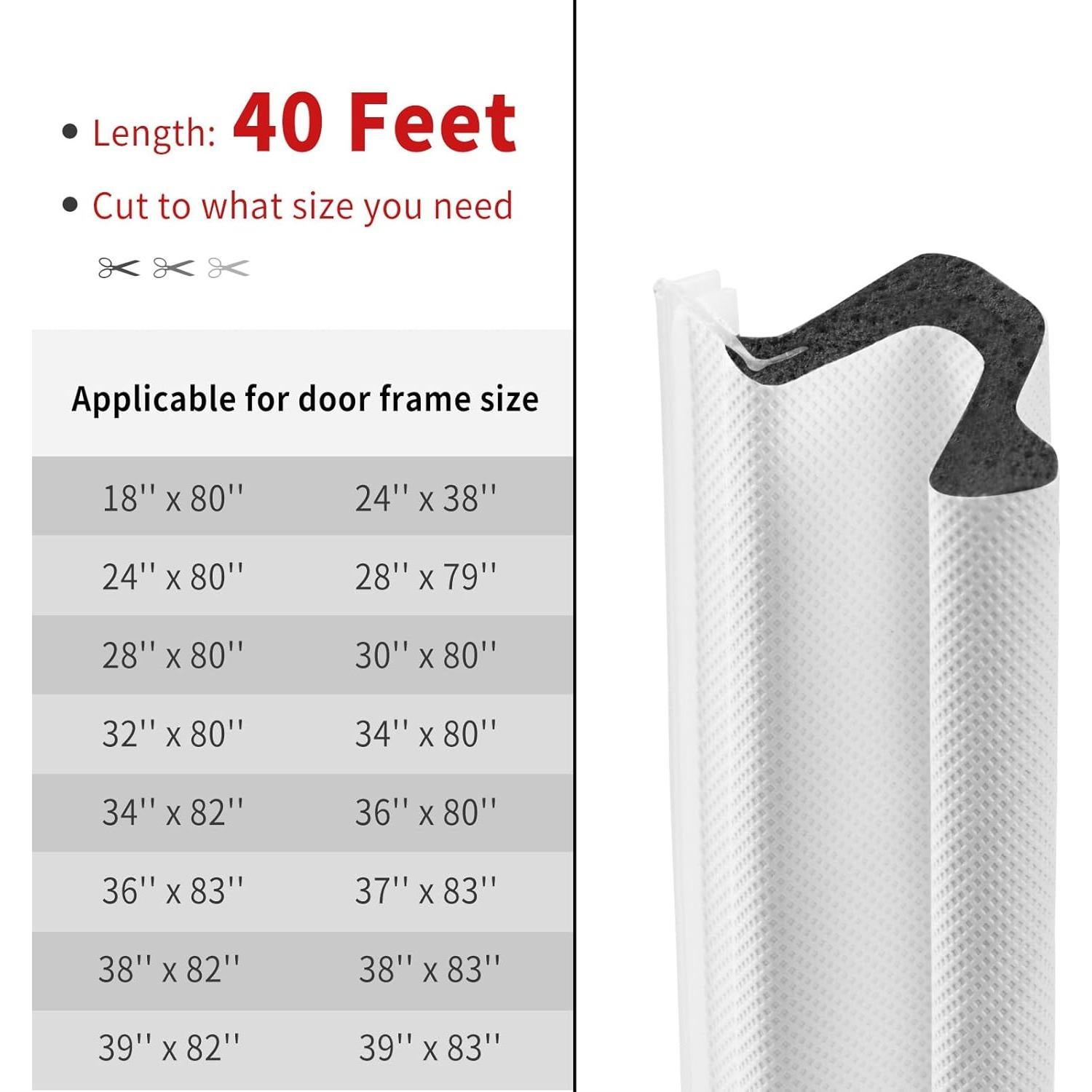 Sello de Puerta Aislante SILIENTWERK 40 Pies Blanco 8 PCS