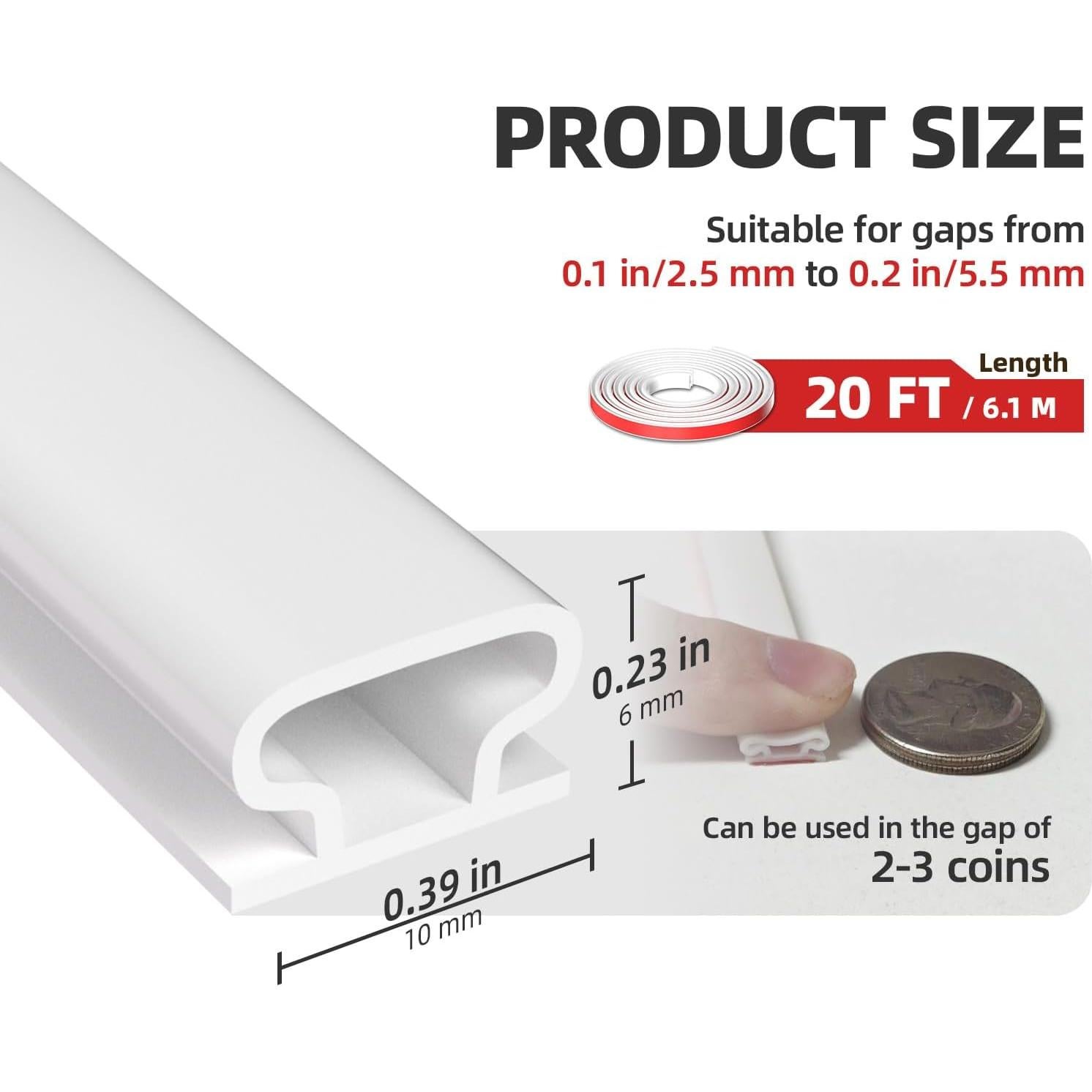 Tira de Sellado Acústico JSIWOTH 20 Pies Goma Blanca