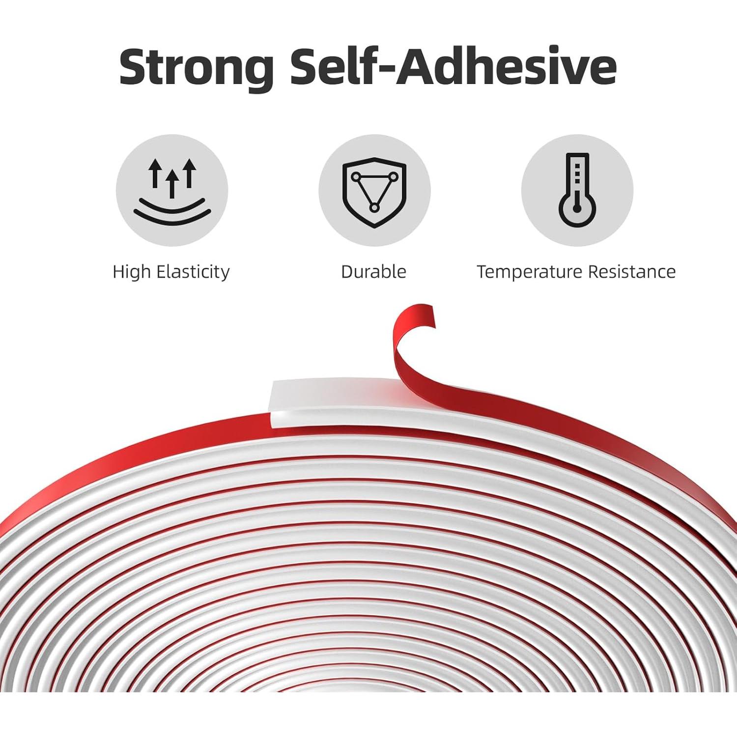 Tira de Sellado Acústico JSIWOTH 20 Pies Goma Blanca