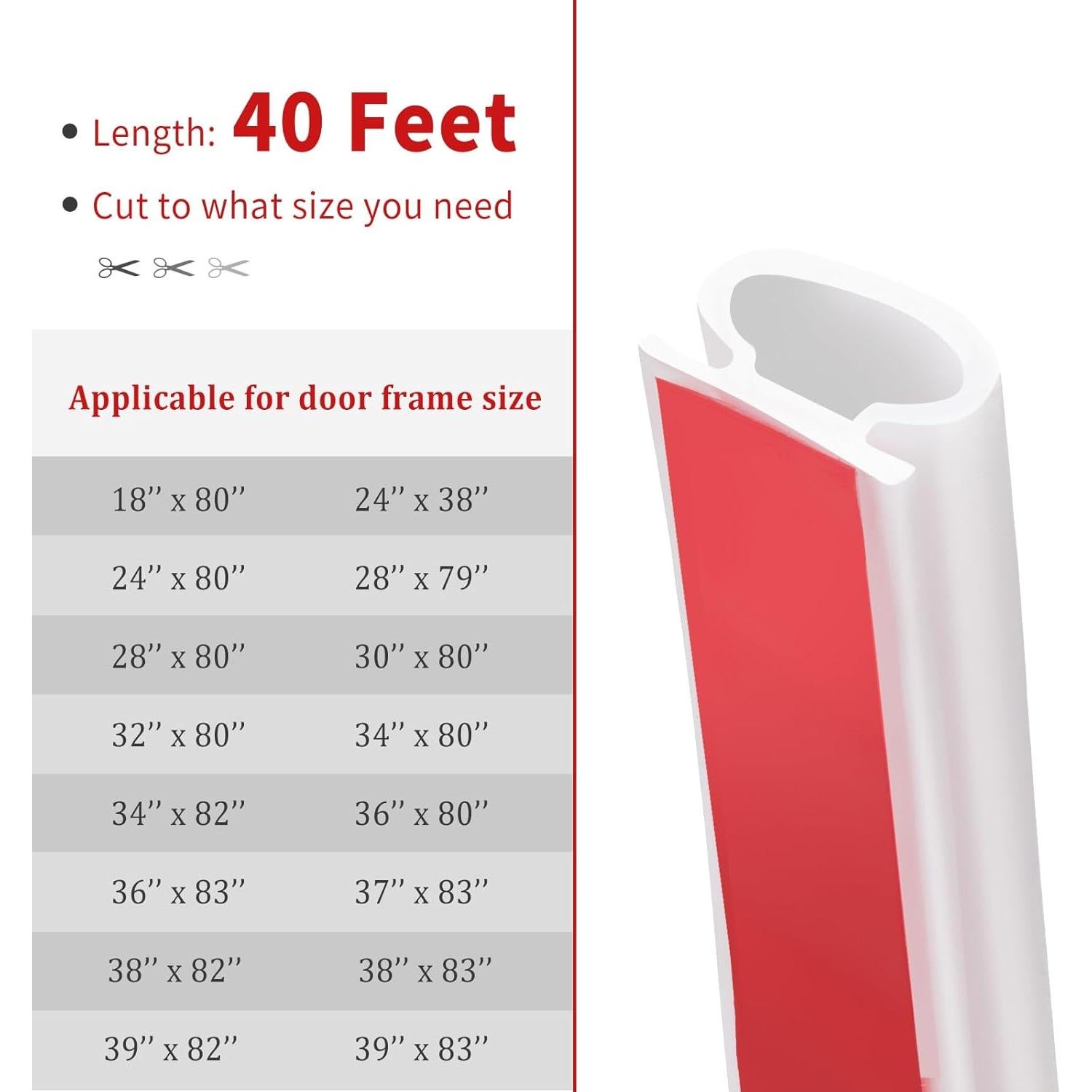 Tira de Sellado de Goma BISOTHAI 40 Pies Blanco Aislamiento