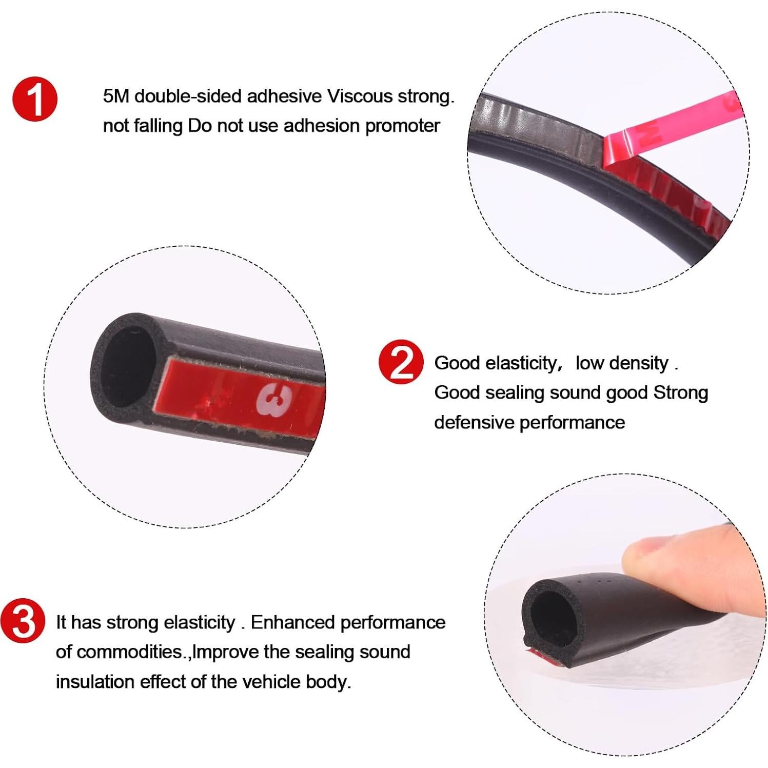 Tira de Sellado de Puerta ZERITO 10m Goma Negra 1.57cm