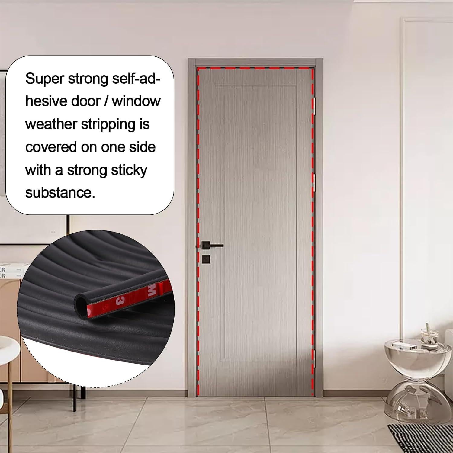 Tira de Sellado de Puerta ZERITO 10m Goma Negra 1.57cm