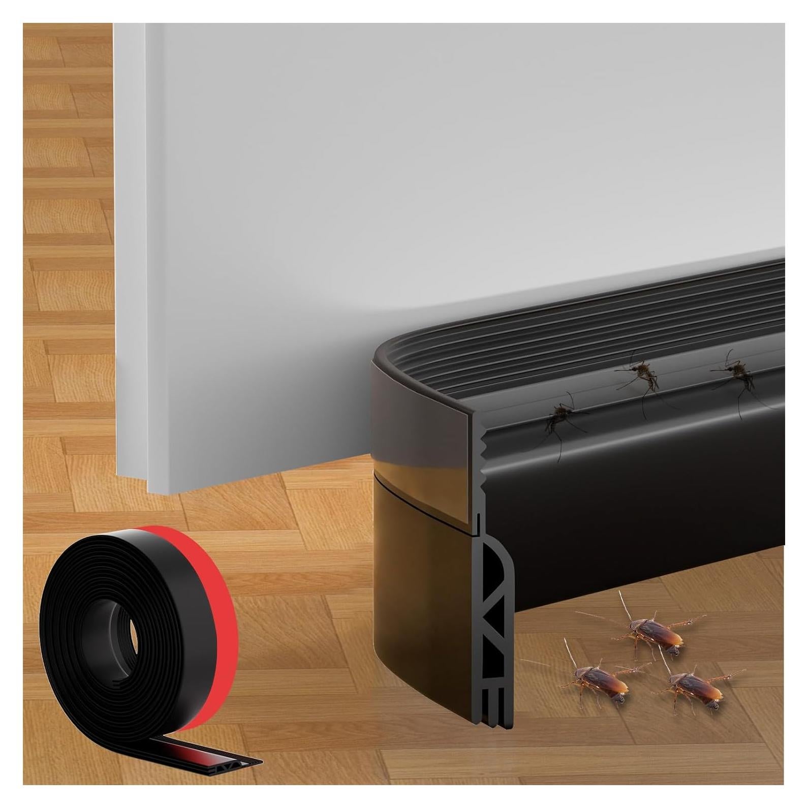 Barrera de Corrientes de Aire para Puertas Cyzarize 99cm Negra