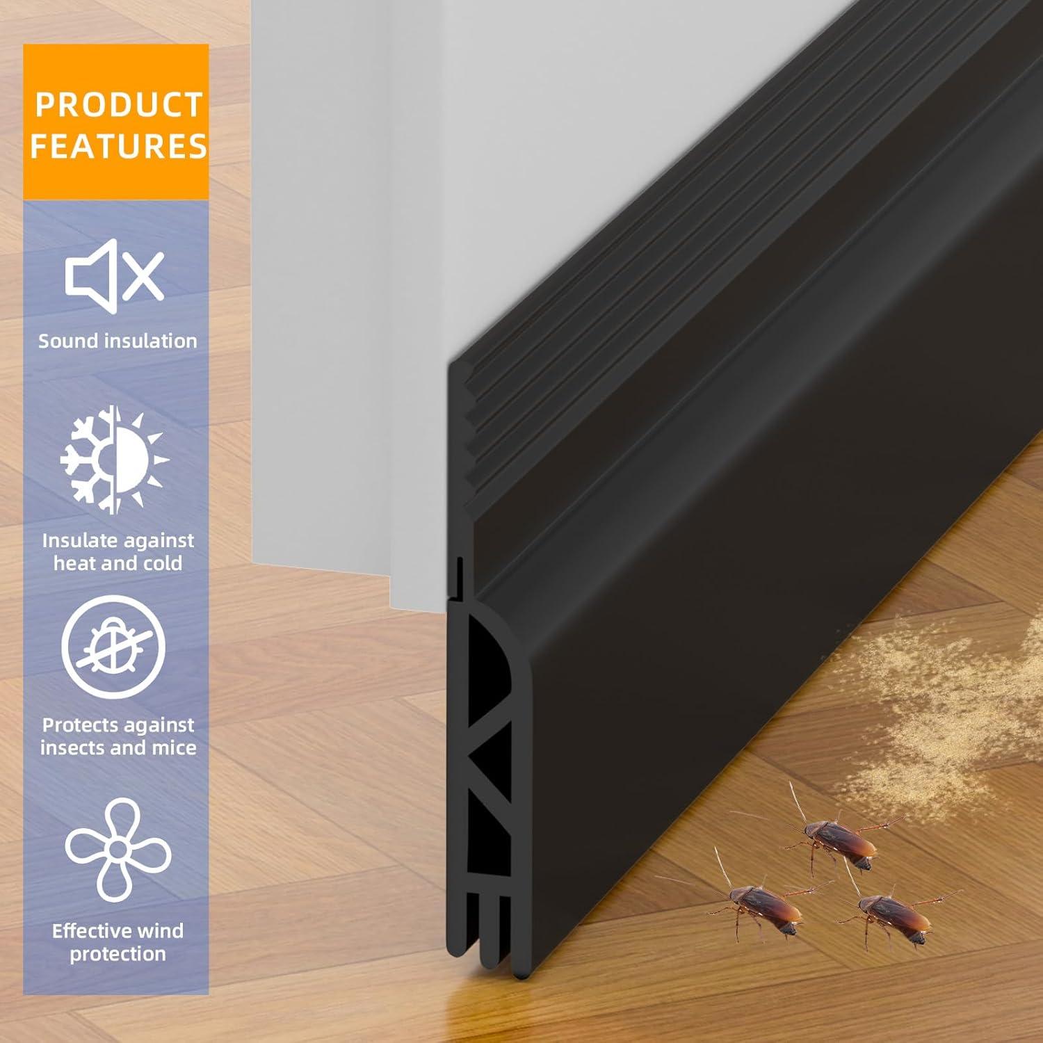 Barrera de Corrientes de Aire para Puertas Cyzarize 99cm Negra