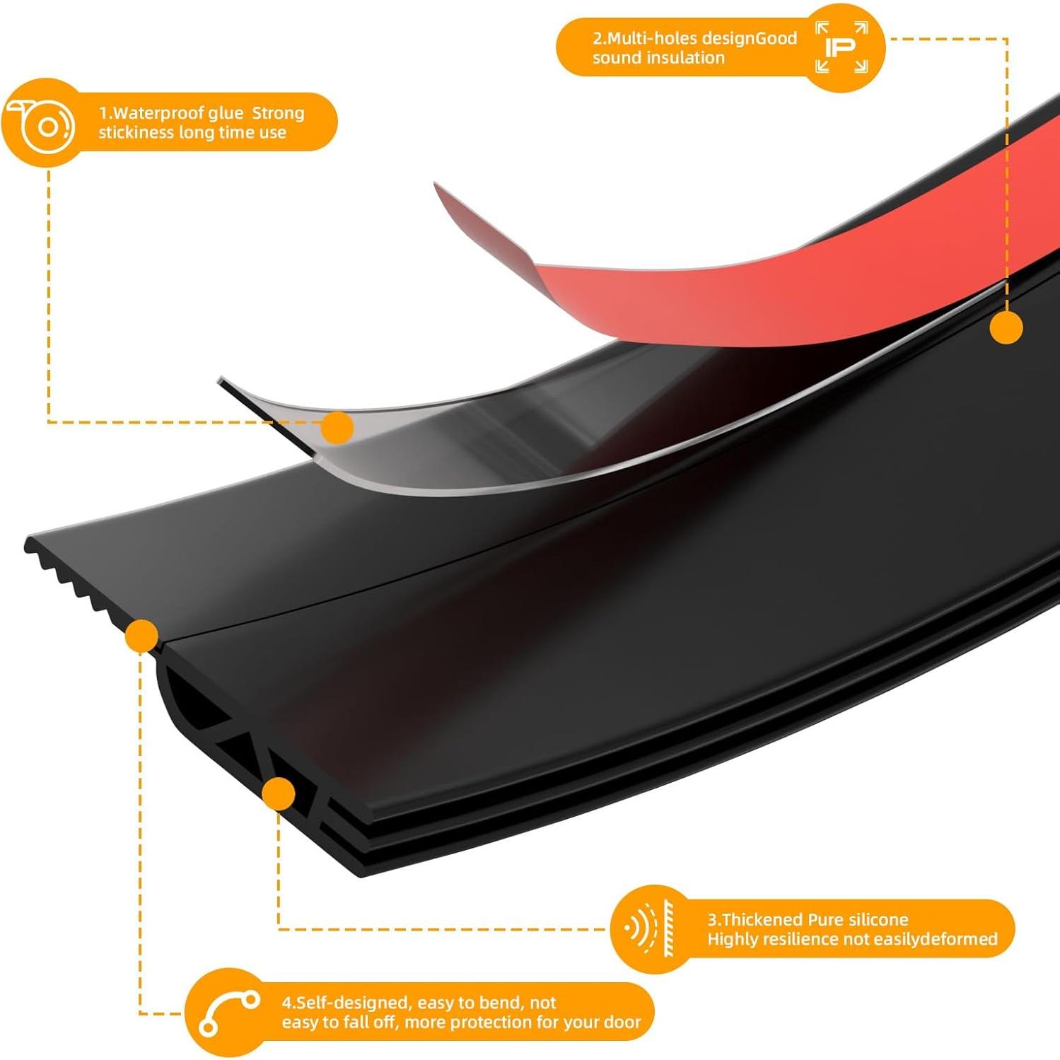 Barrera de Corrientes de Aire para Puertas Cyzarize 99cm Negra
