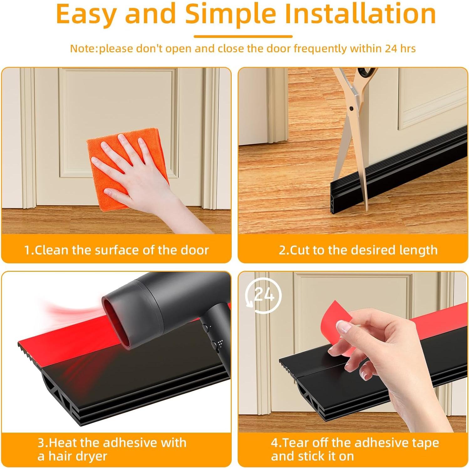 Barrera de Corrientes de Aire para Puertas Cyzarize 99cm Negra